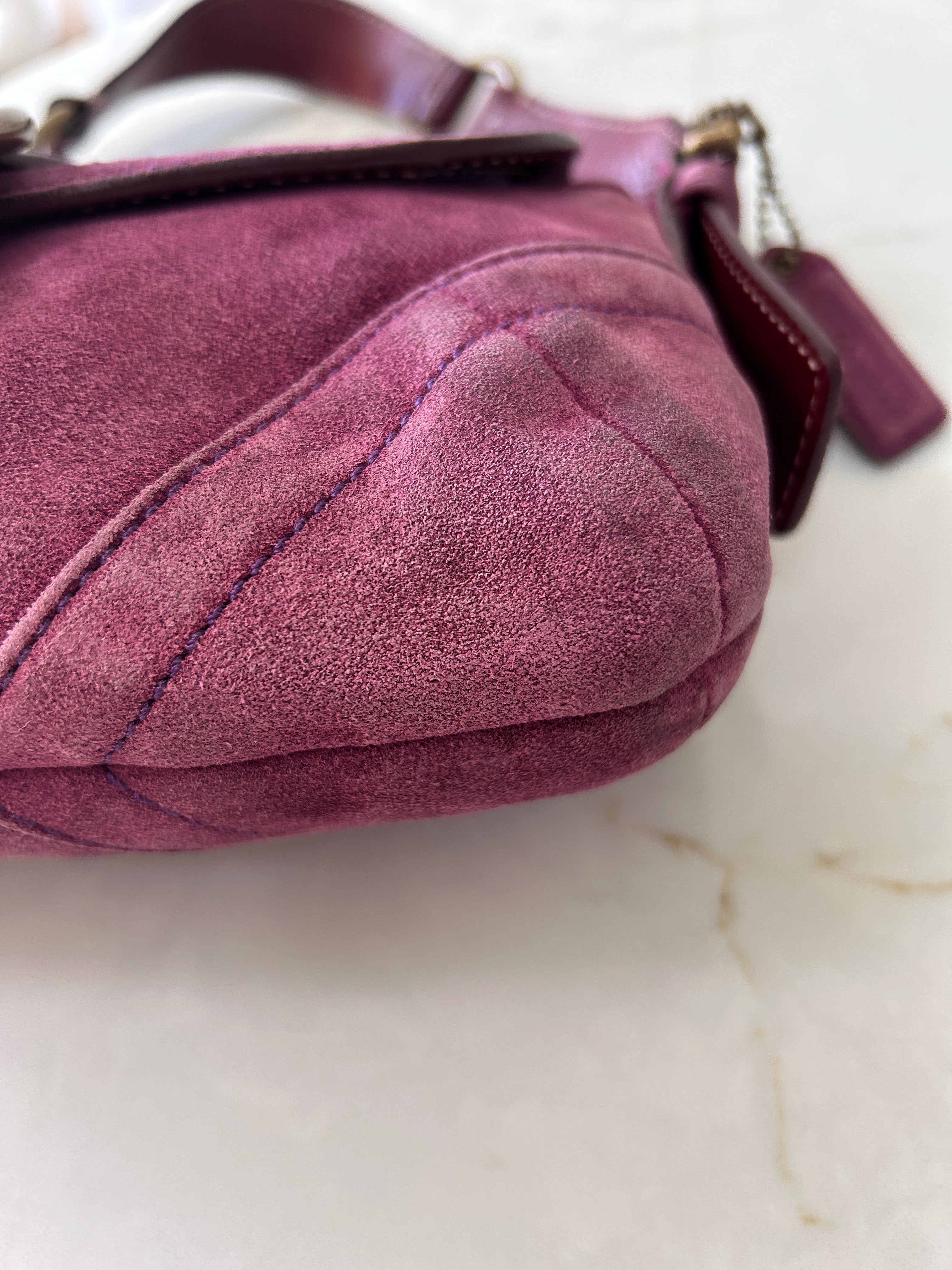 Vintage Coach Soho purple suede shoulder bag