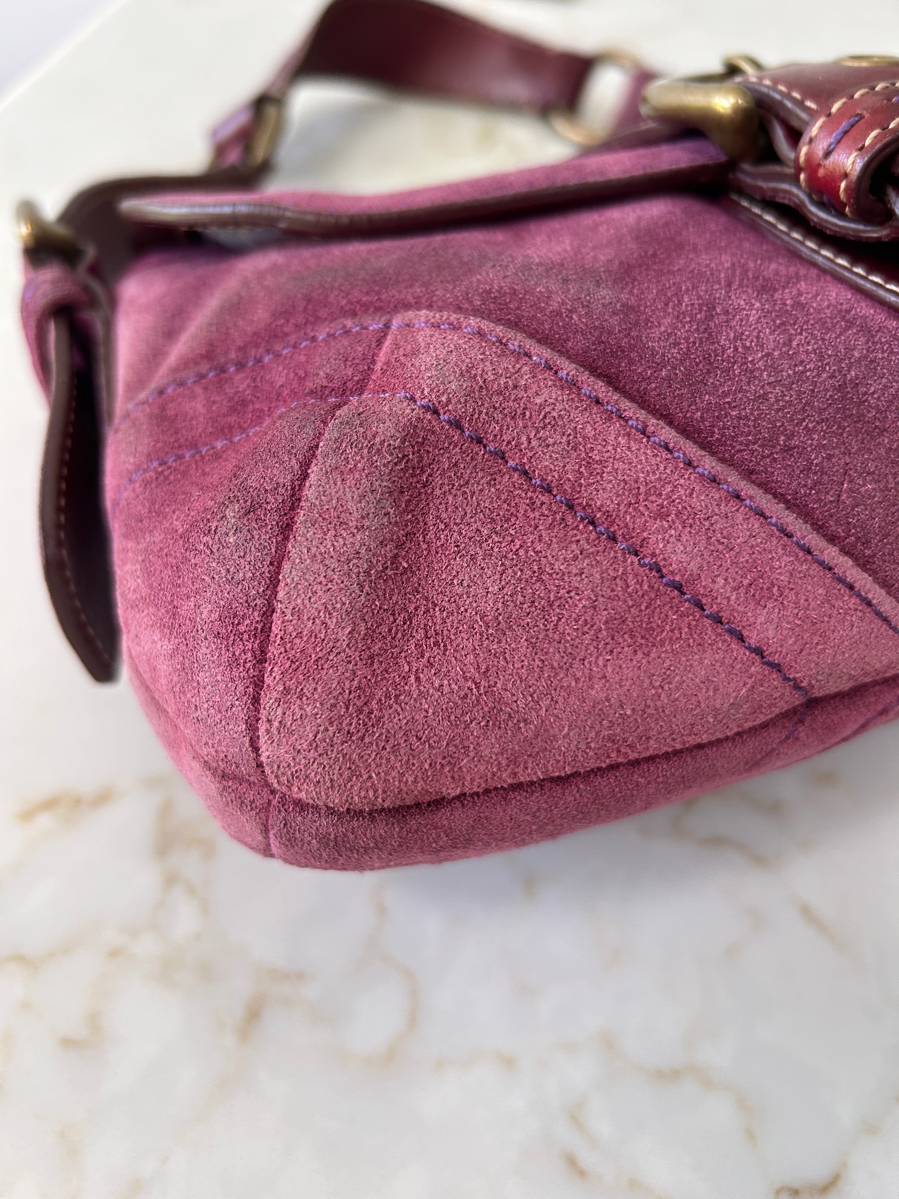 Vintage Coach Soho purple suede shoulder bag