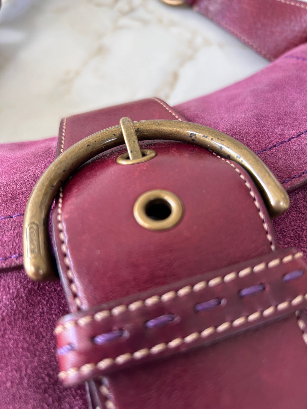 Vintage Coach Soho purple suede shoulder bag