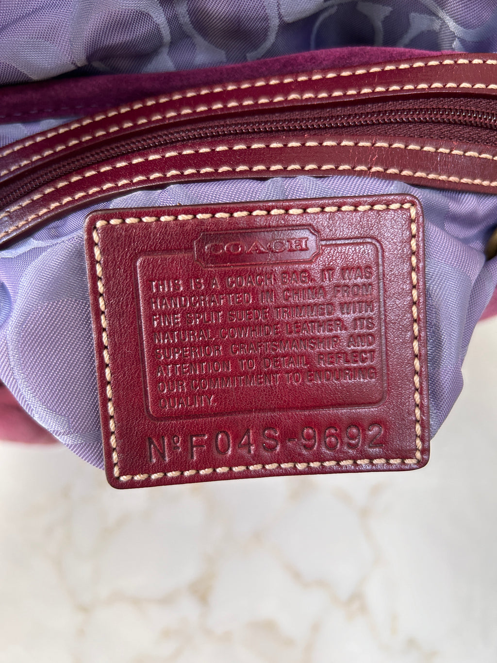 Vintage Coach Soho purple suede shoulder bag