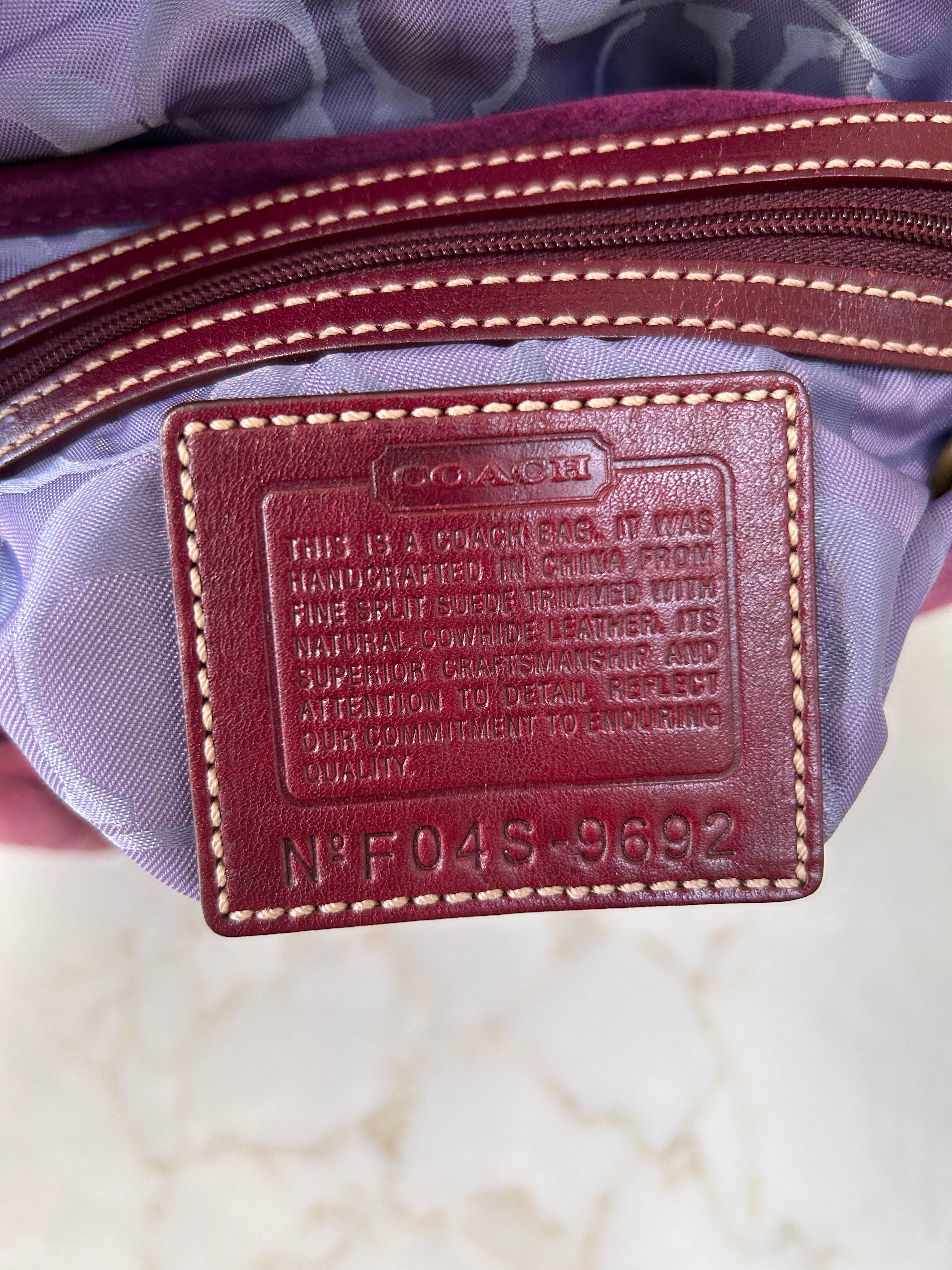 Vintage Coach Soho purple suede shoulder bag