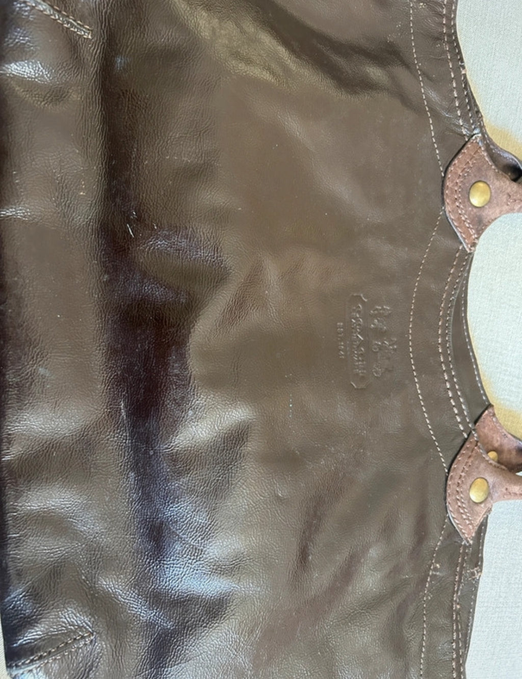 Vintage Coach dark brown leather tote