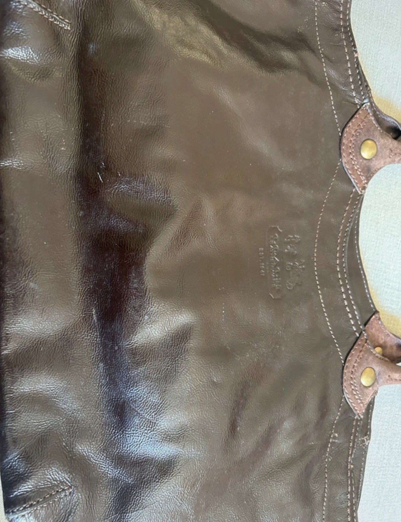 Vintage Coach dark brown leather tote