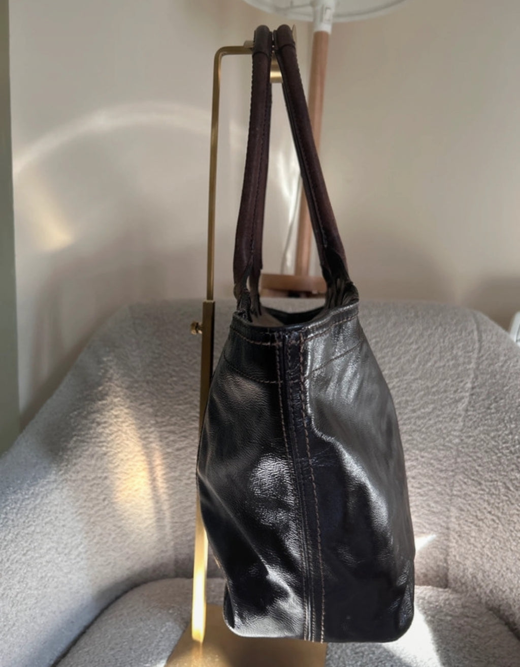 Vintage Coach dark brown leather tote