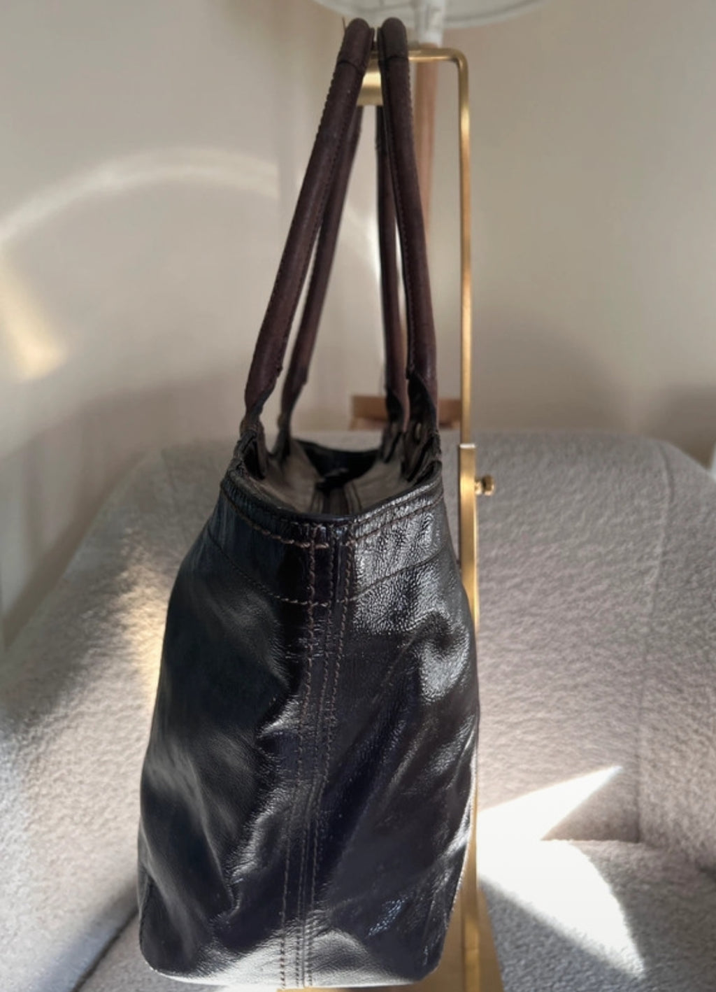 Vintage Coach dark brown leather tote
