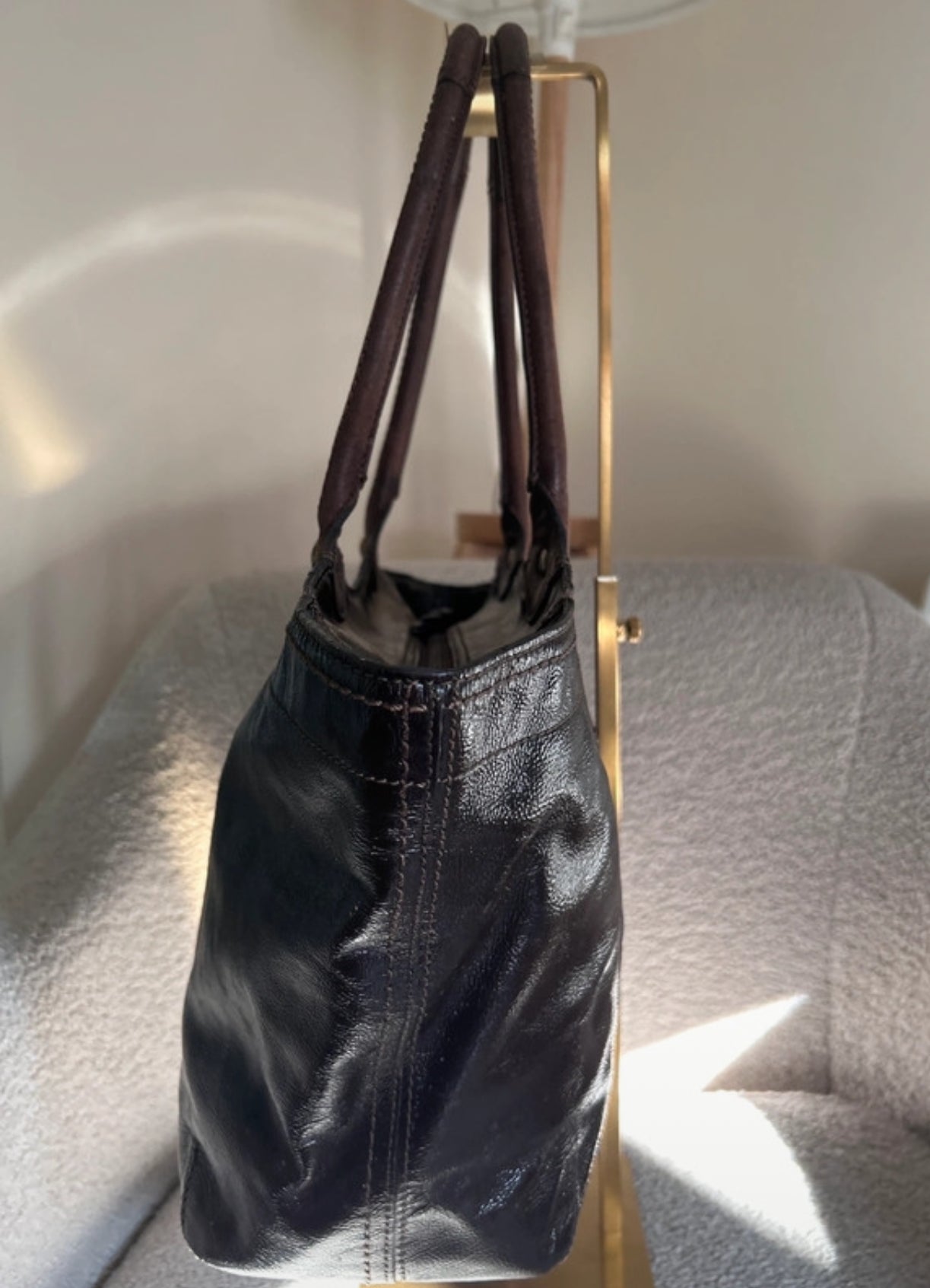 Vintage Coach dark brown leather tote