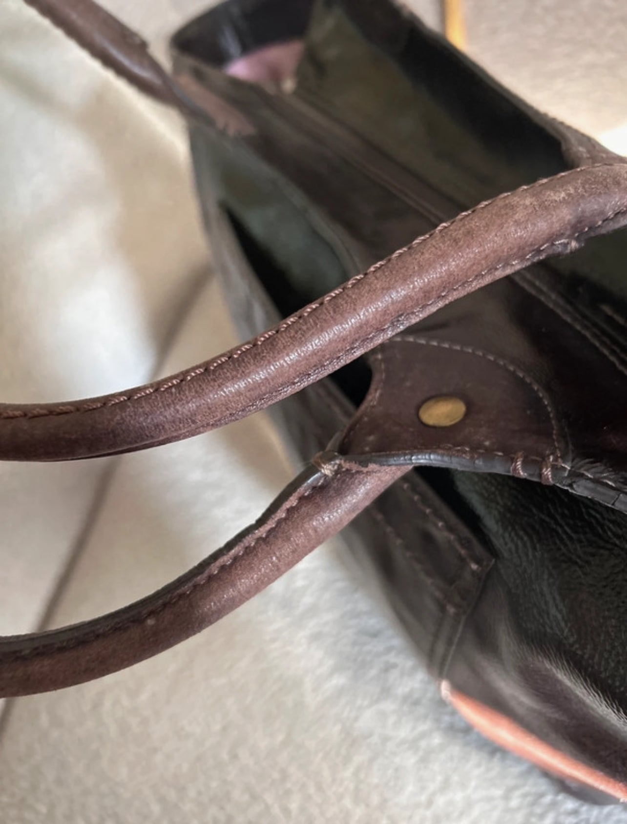 Vintage Coach dark brown leather tote