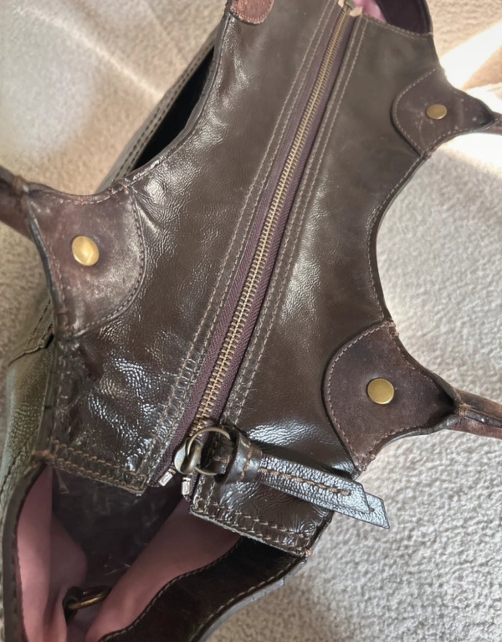 Vintage Coach dark brown leather tote