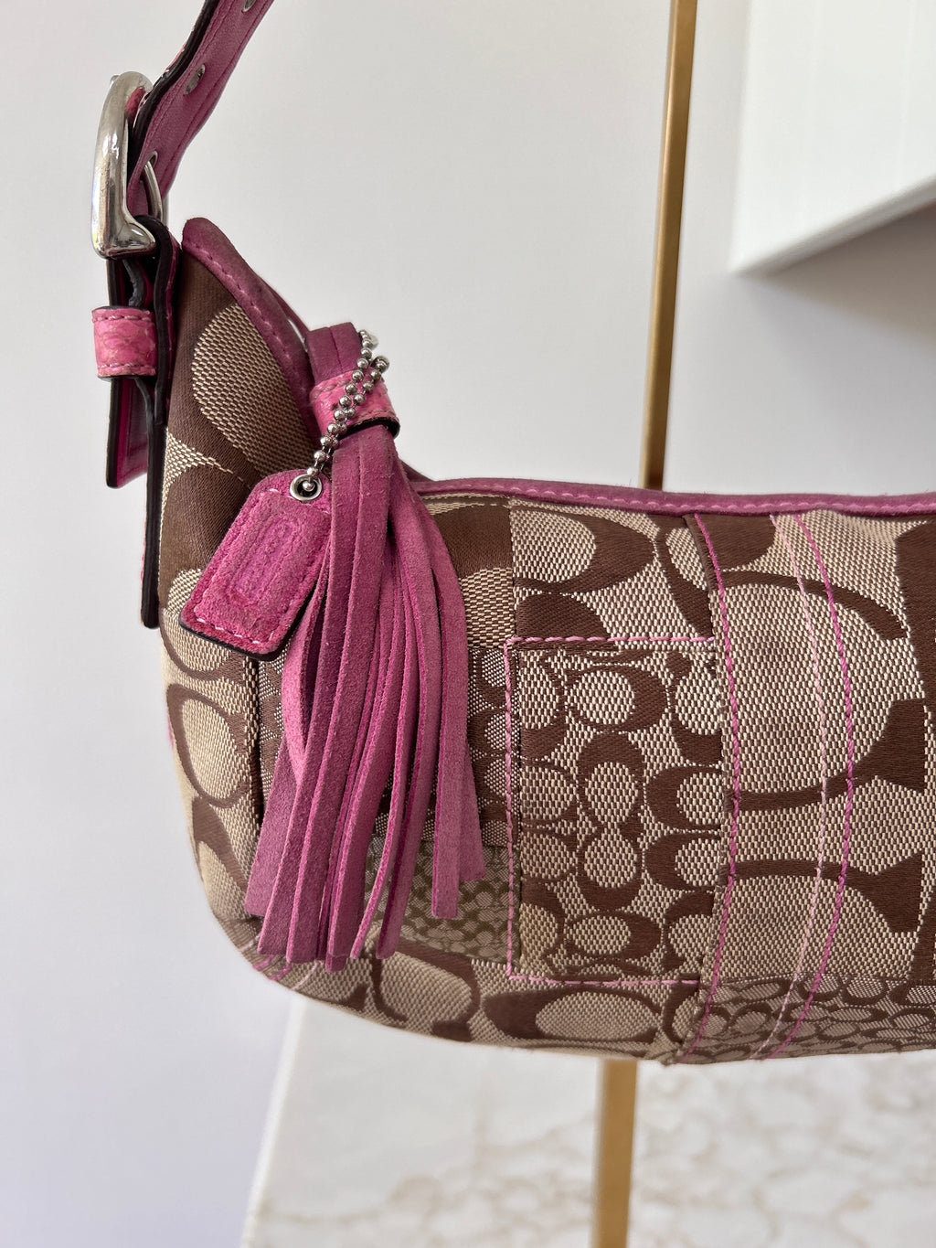 Vintage Coach patchwork python leather shoulder bag