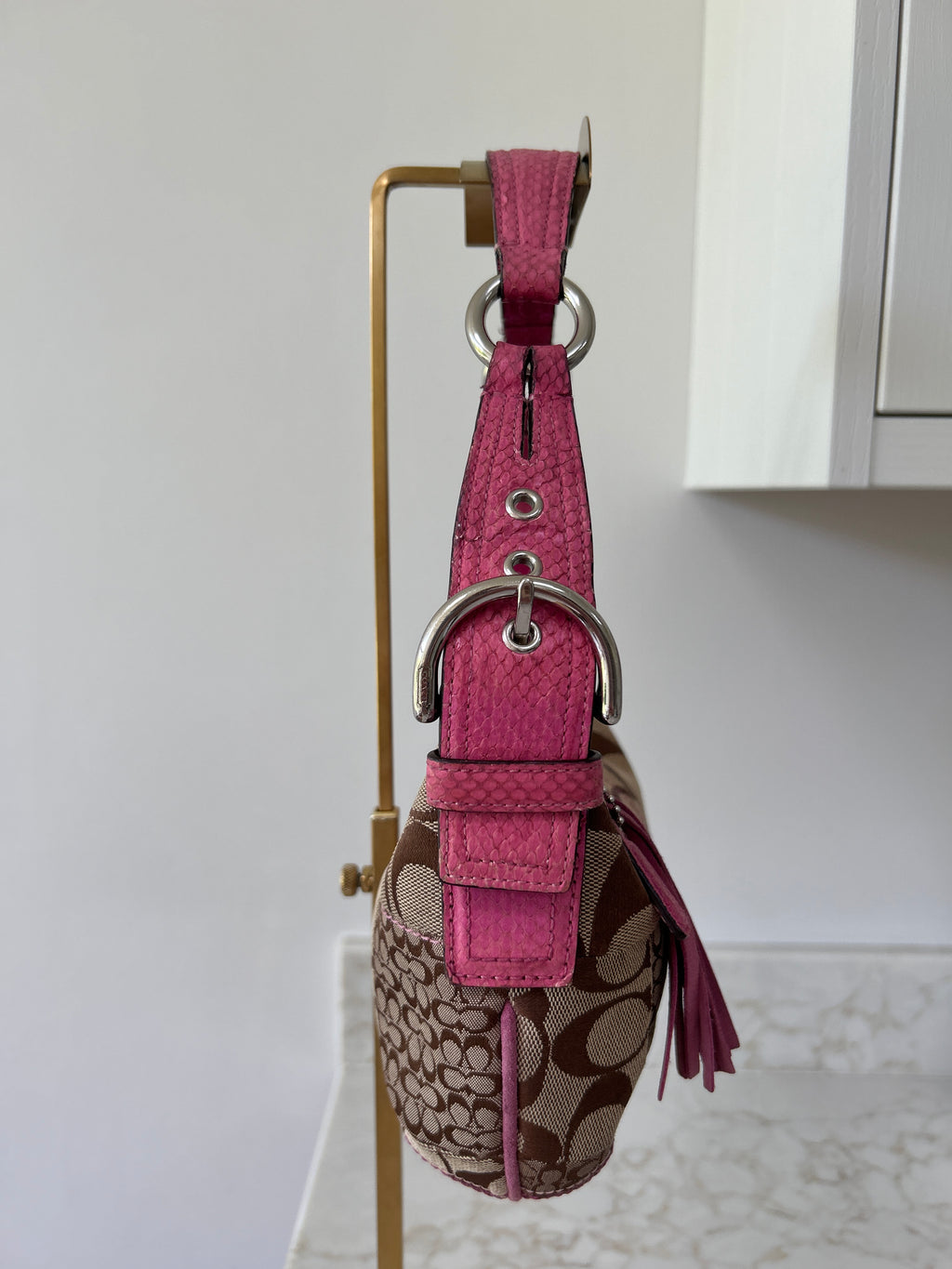 Vintage Coach patchwork python leather shoulder bag