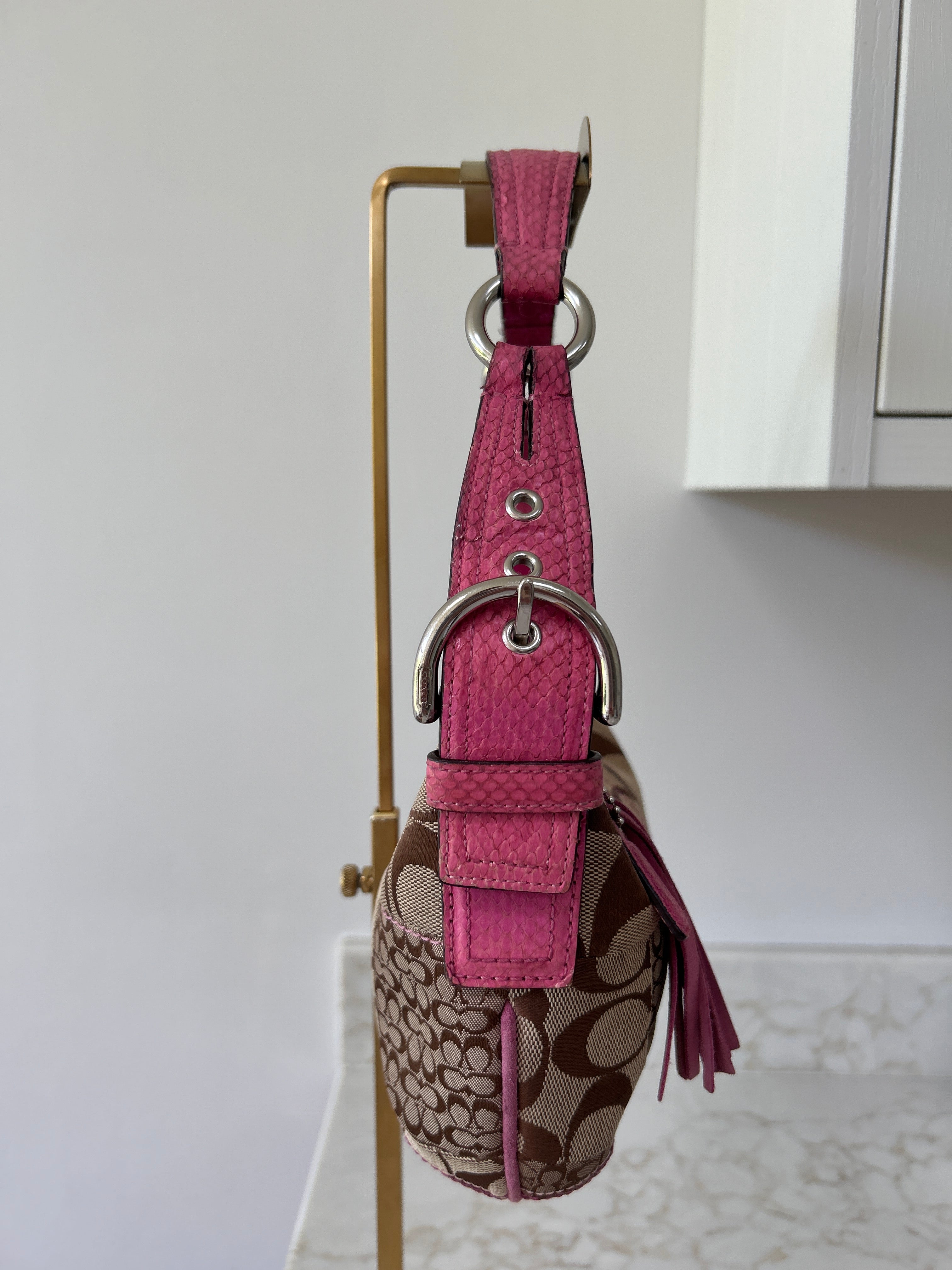 Vintage Coach patchwork python leather shoulder bag