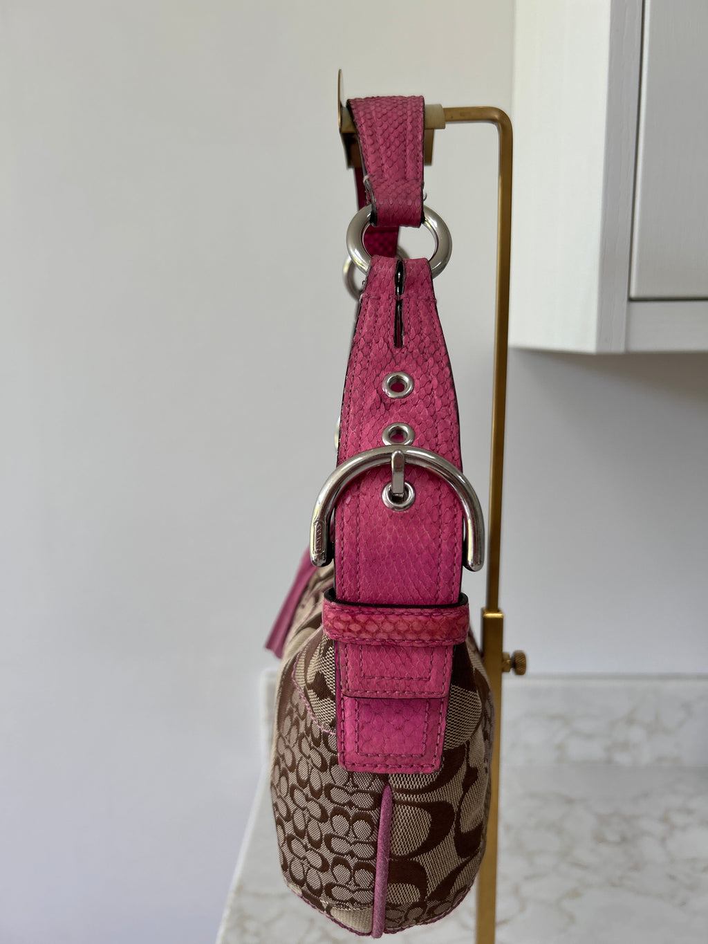 Vintage Coach patchwork python leather shoulder bag