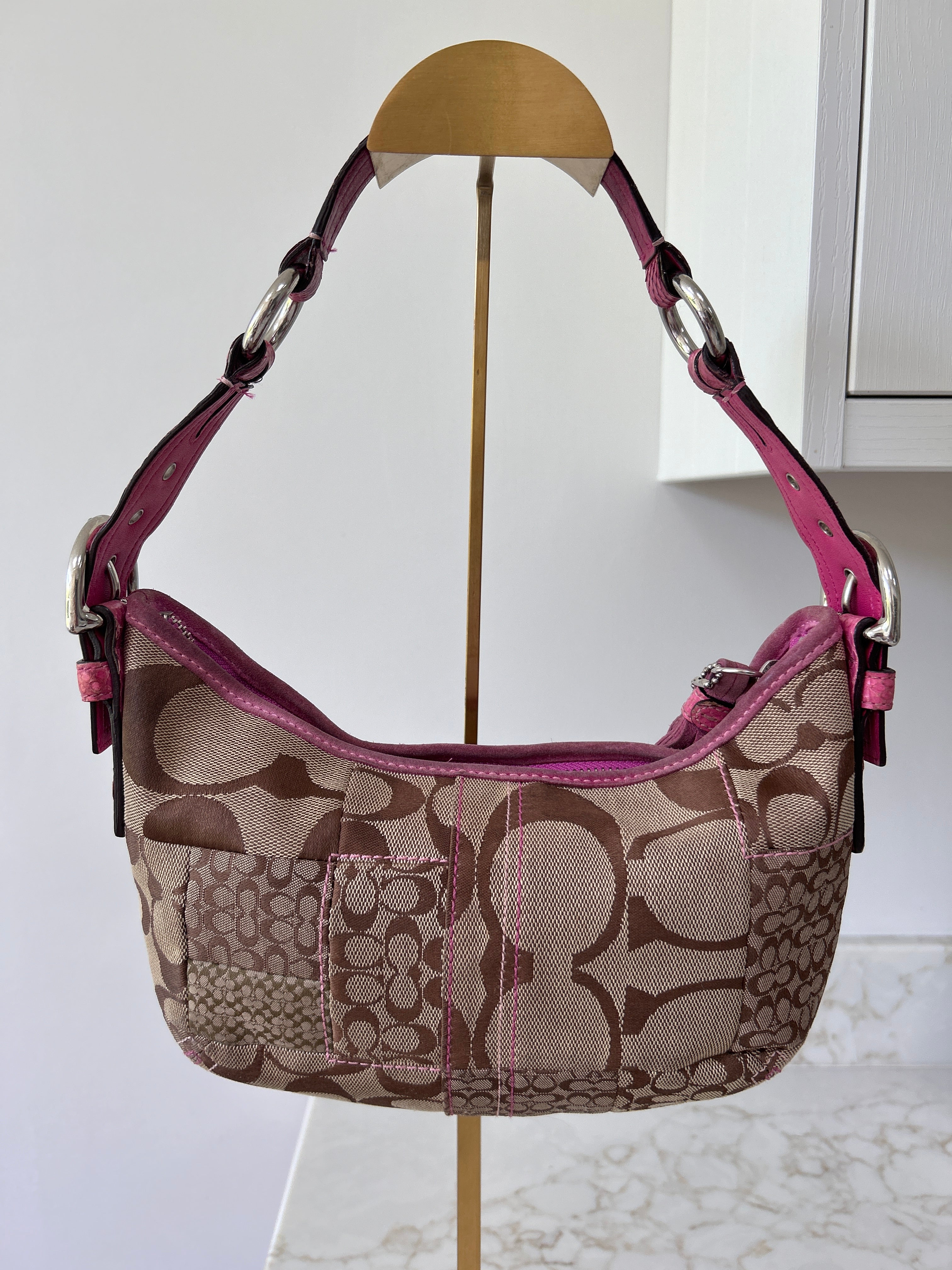 Vintage Coach patchwork python leather shoulder bag