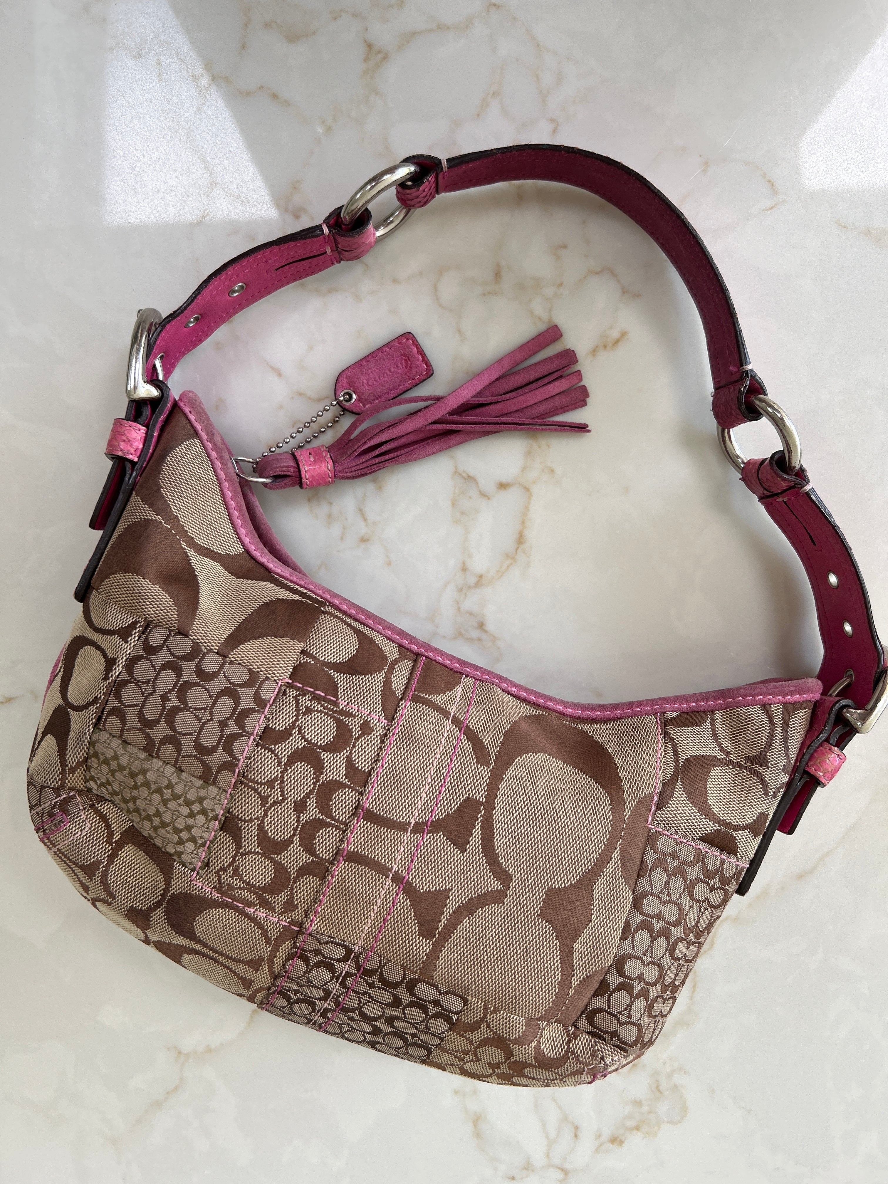 Vintage Coach patchwork python leather shoulder bag