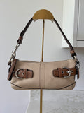 Vintage Coach beige leather baguette shoulder bag