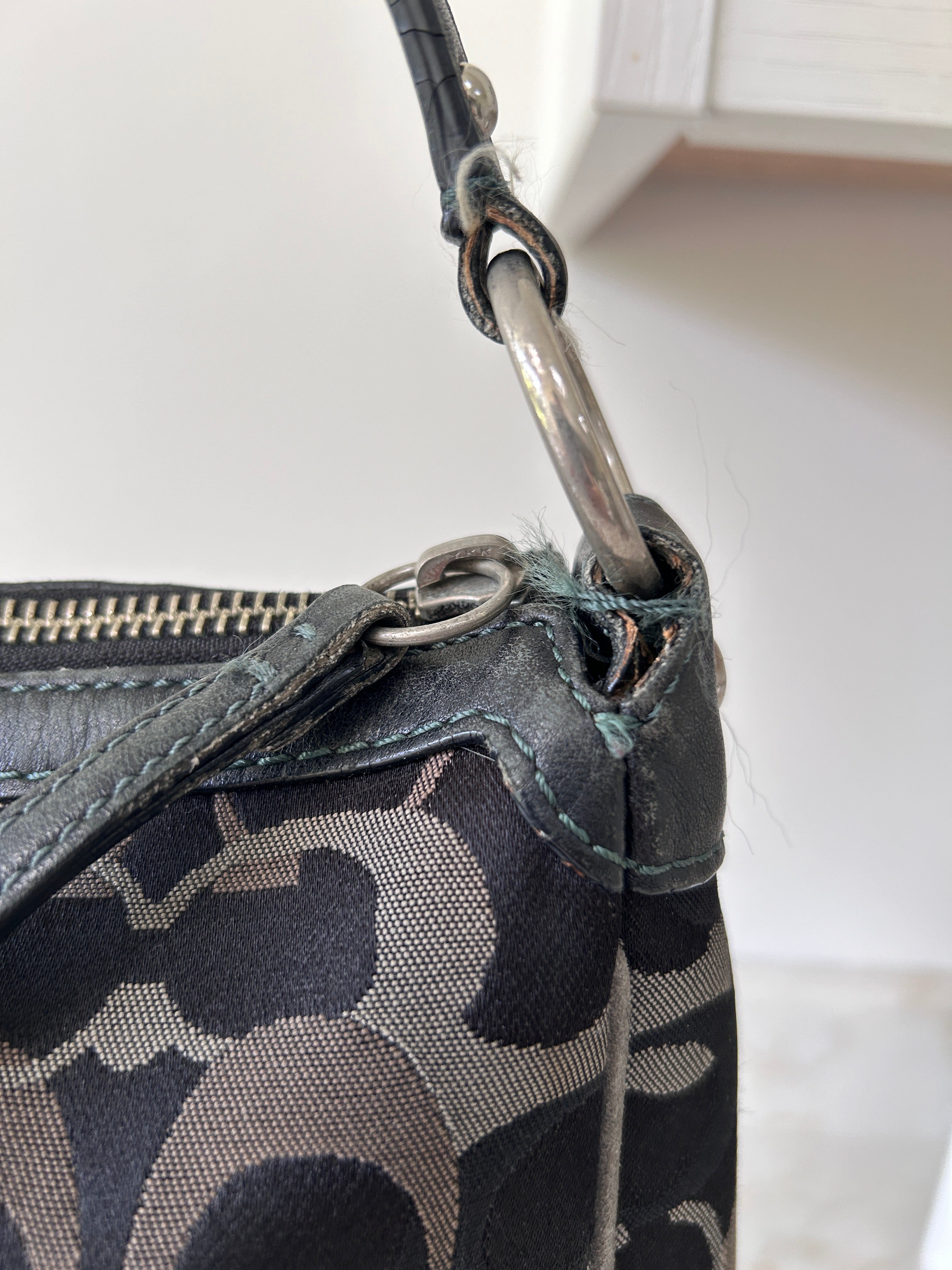 Vintage Coach black optic monogram shoulder bag