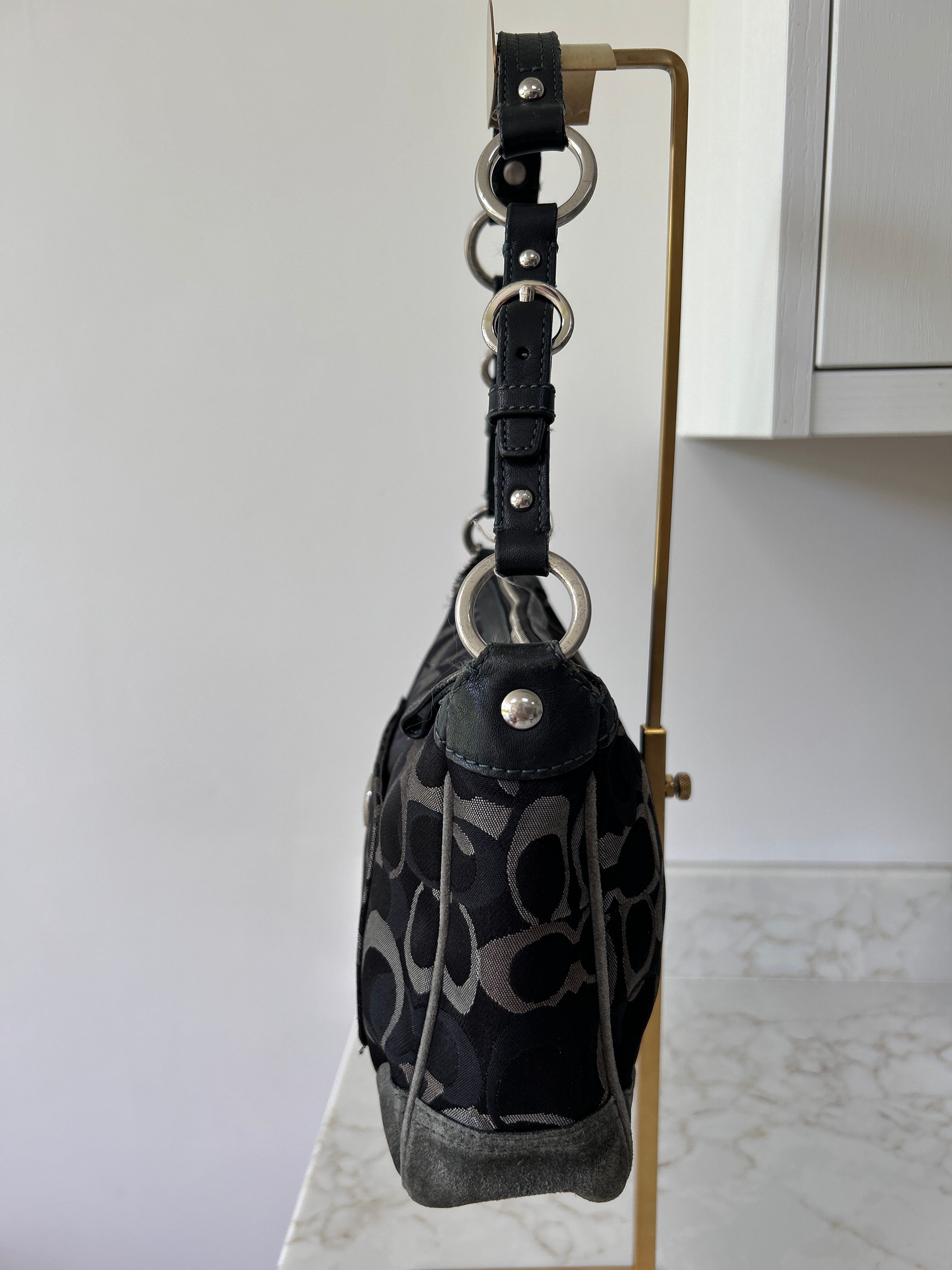 Vintage Coach black optic monogram shoulder bag