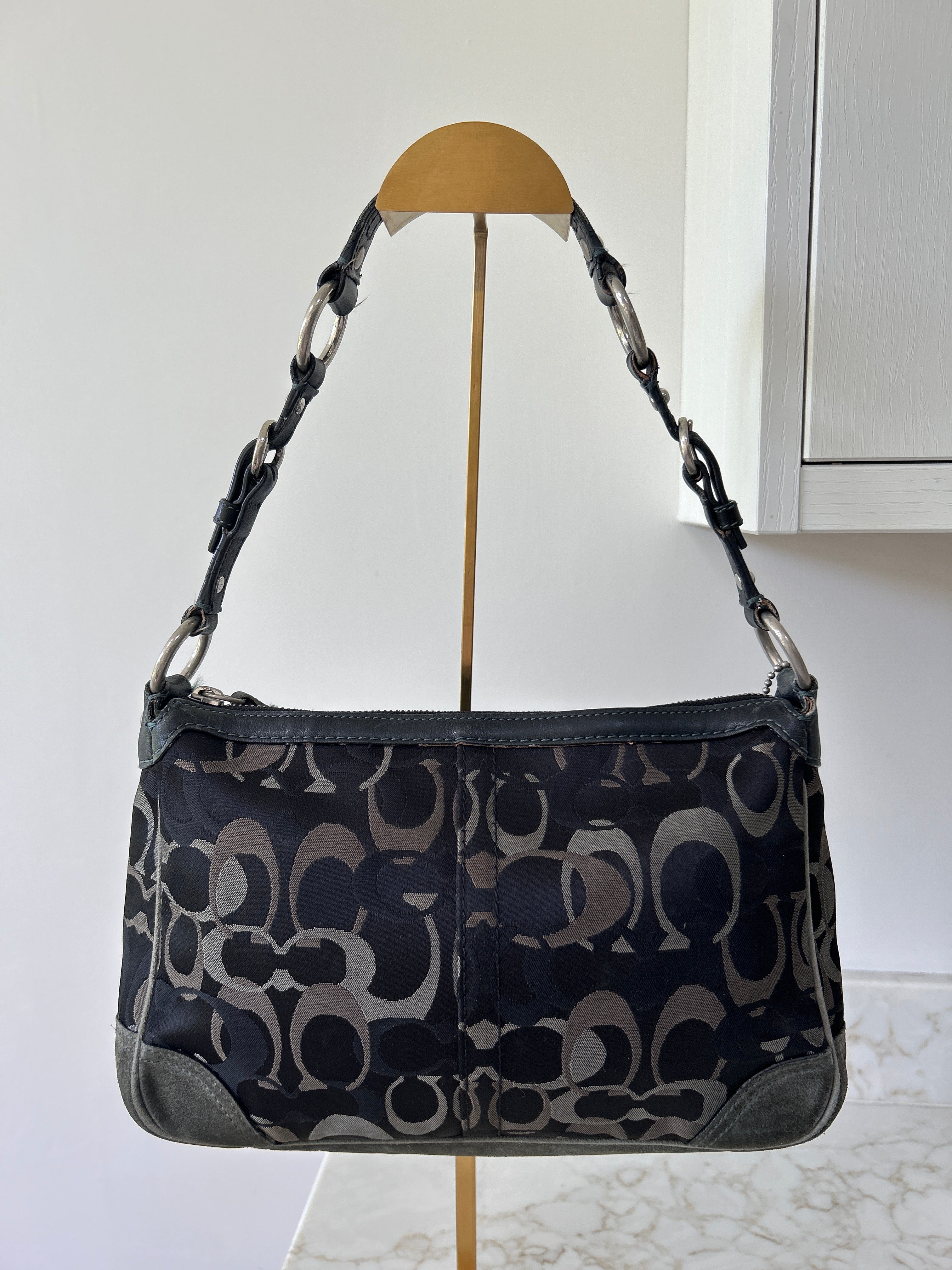 Vintage Coach black optic monogram shoulder bag