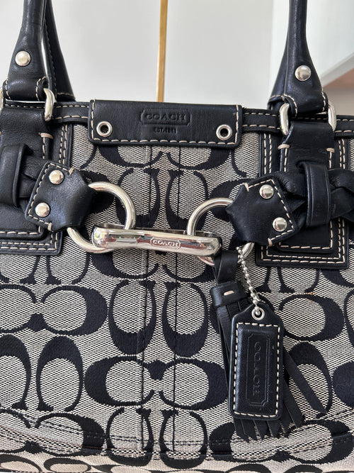 Vintage Coach black monogram Hampton shoulder bag