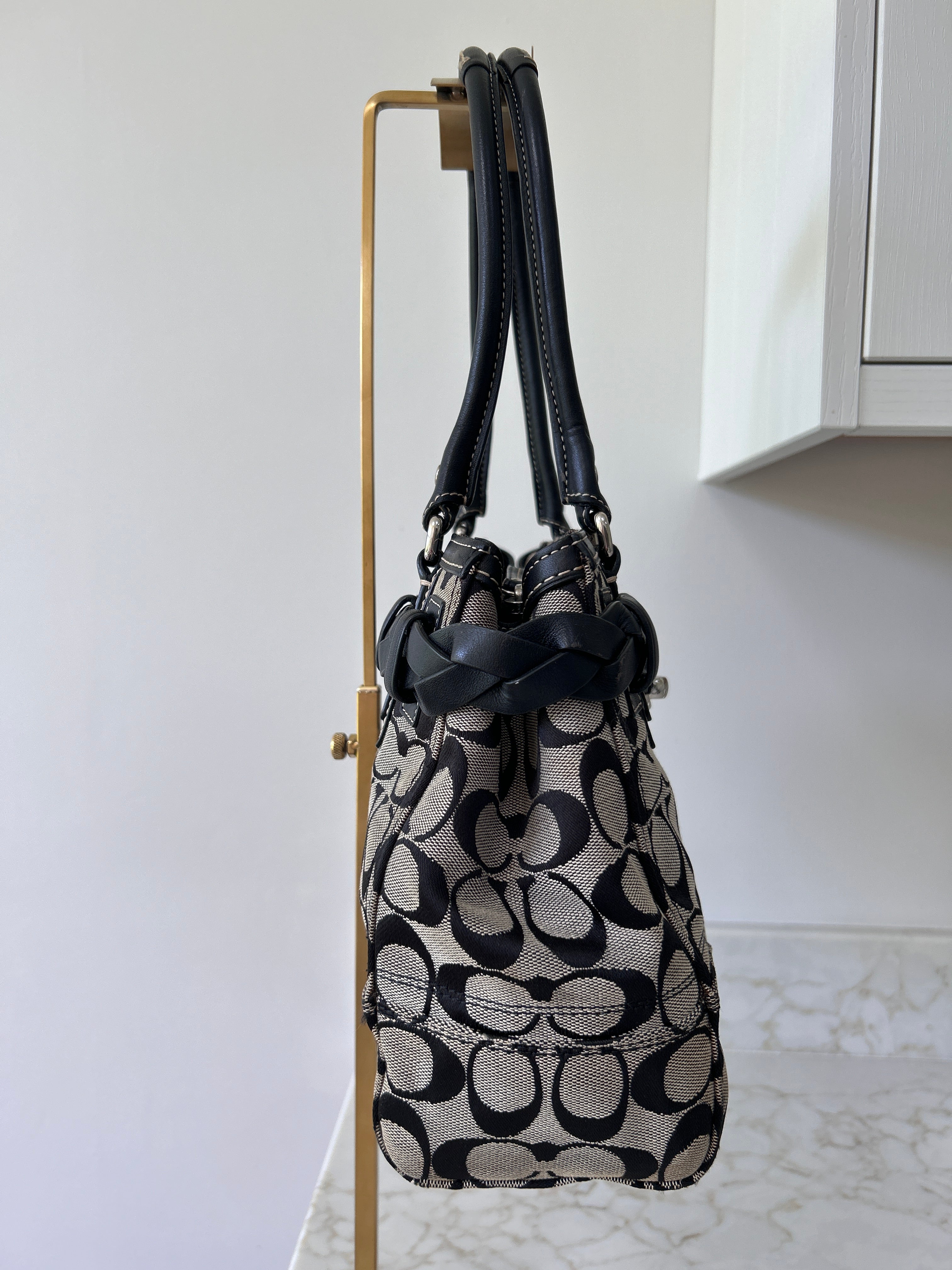 Vintage Coach black monogram Hampton shoulder bag