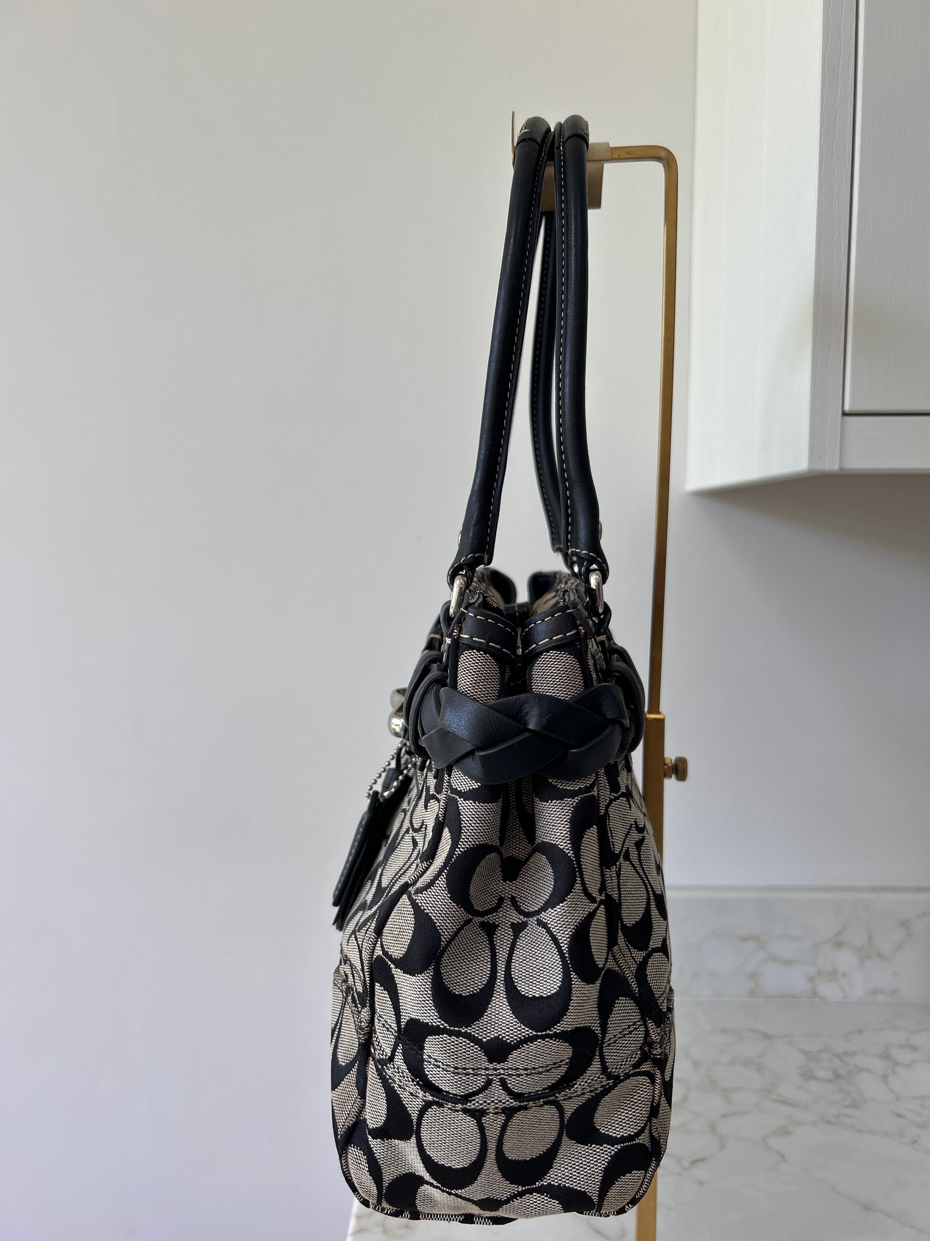 Vintage Coach black monogram Hampton shoulder bag