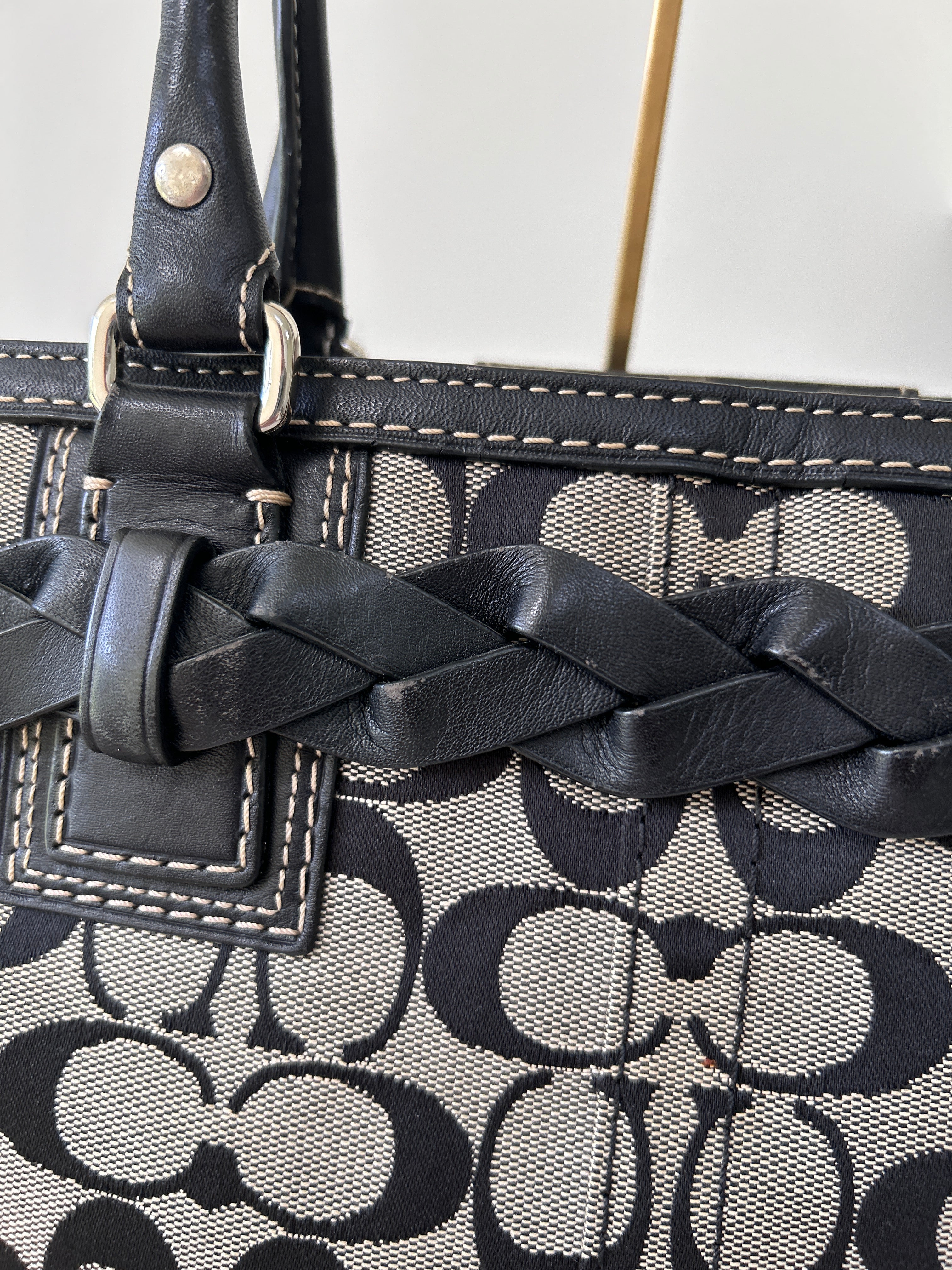 Vintage Coach black monogram Hampton shoulder bag
