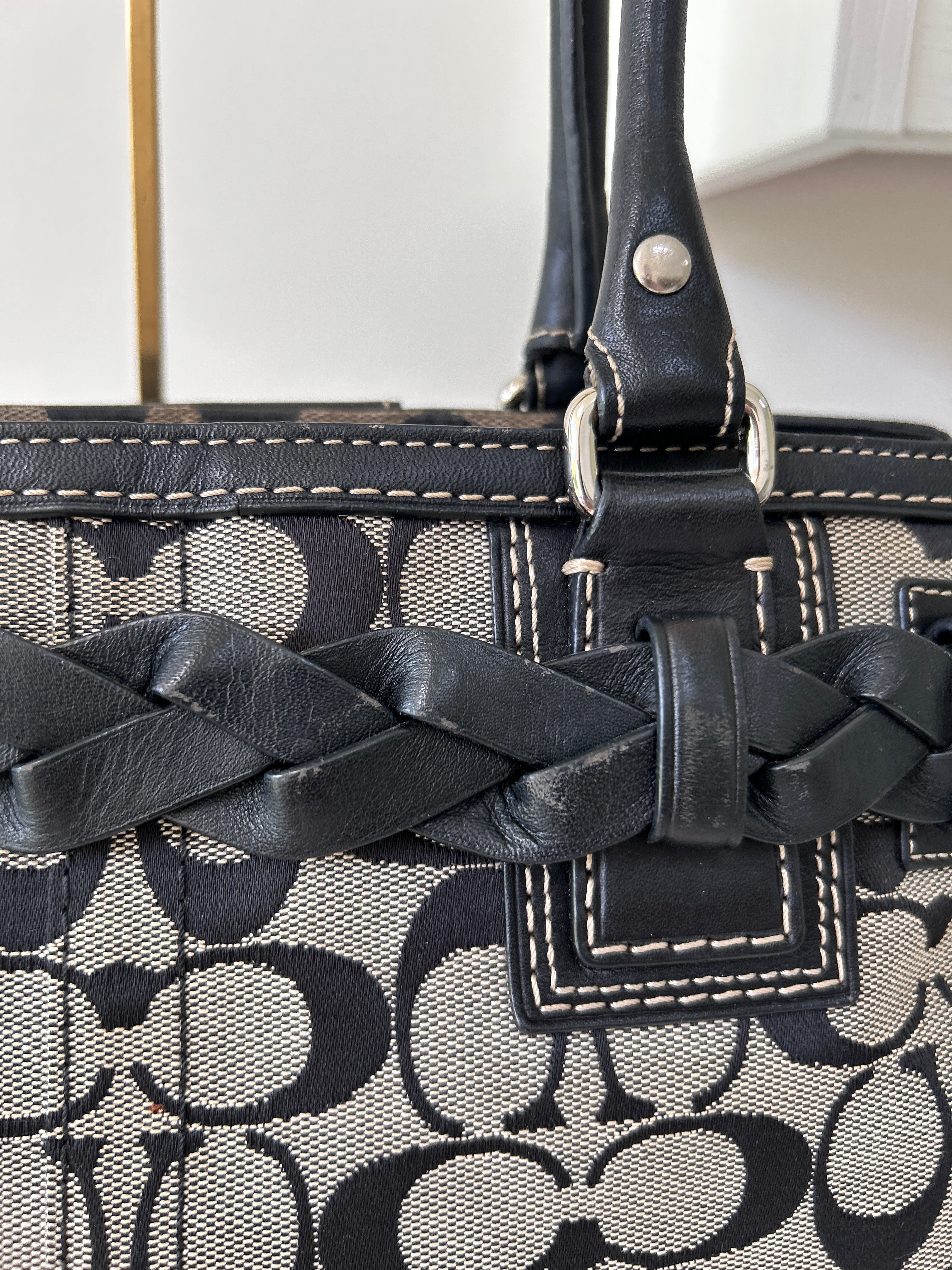 Vintage Coach black monogram Hampton shoulder bag