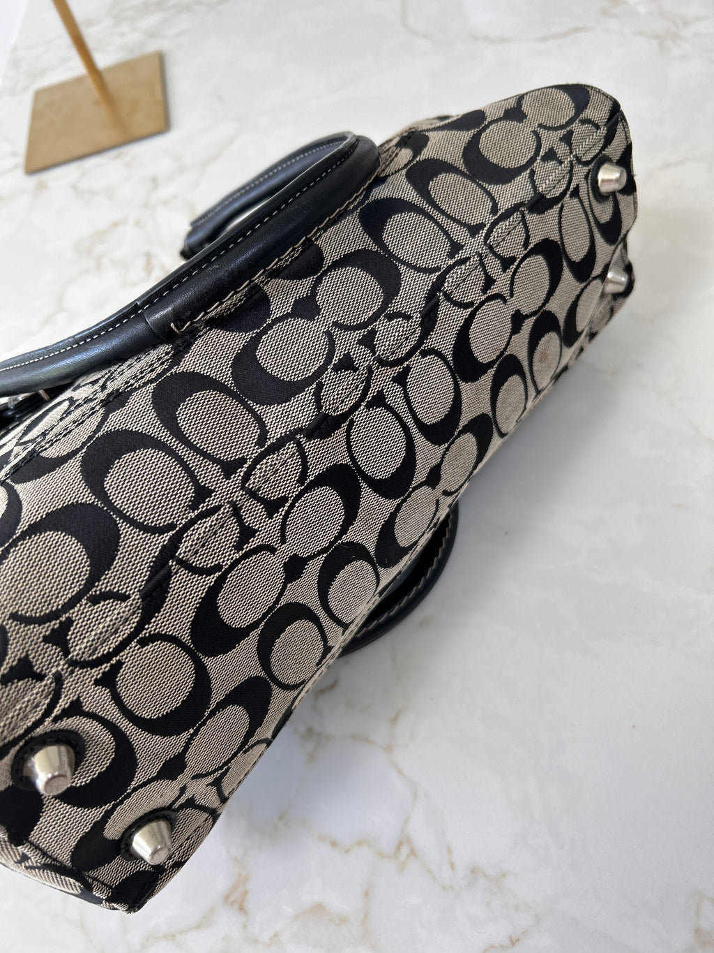 Vintage Coach black monogram Hampton shoulder bag