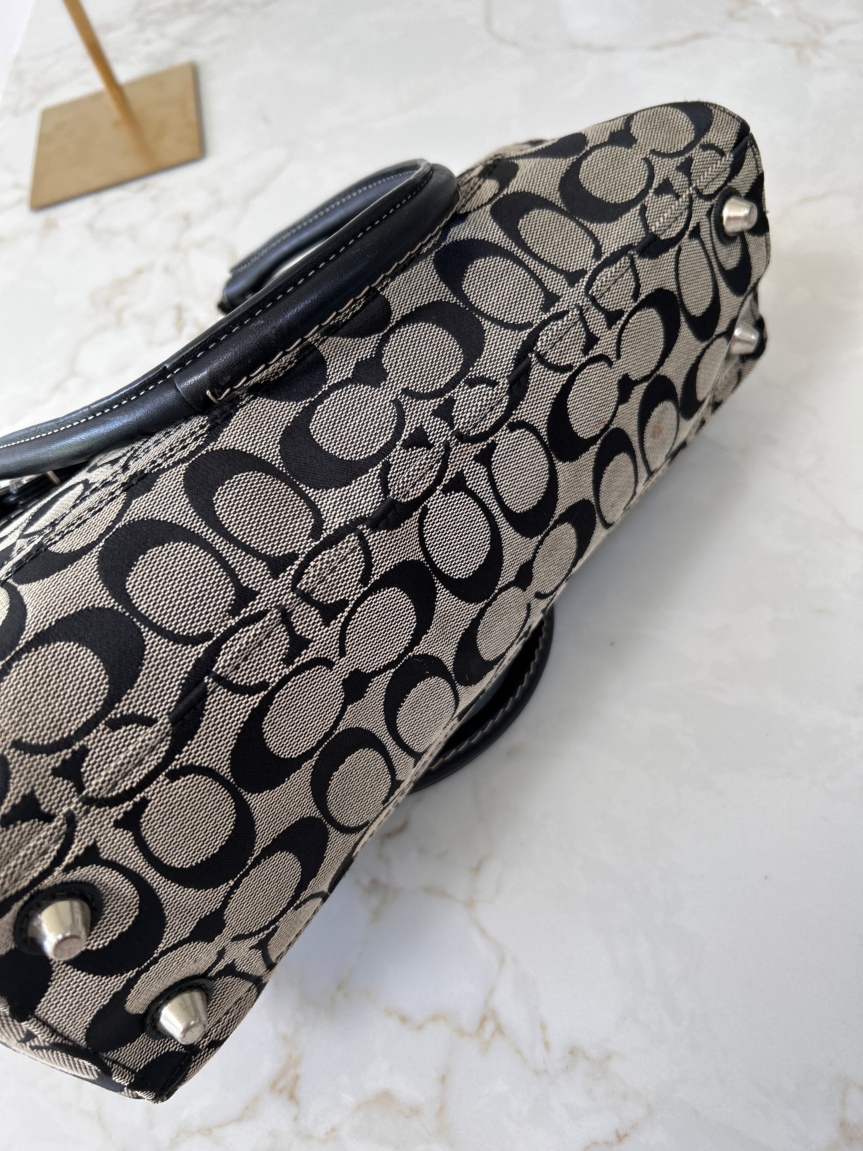 Vintage Coach black monogram Hampton shoulder bag