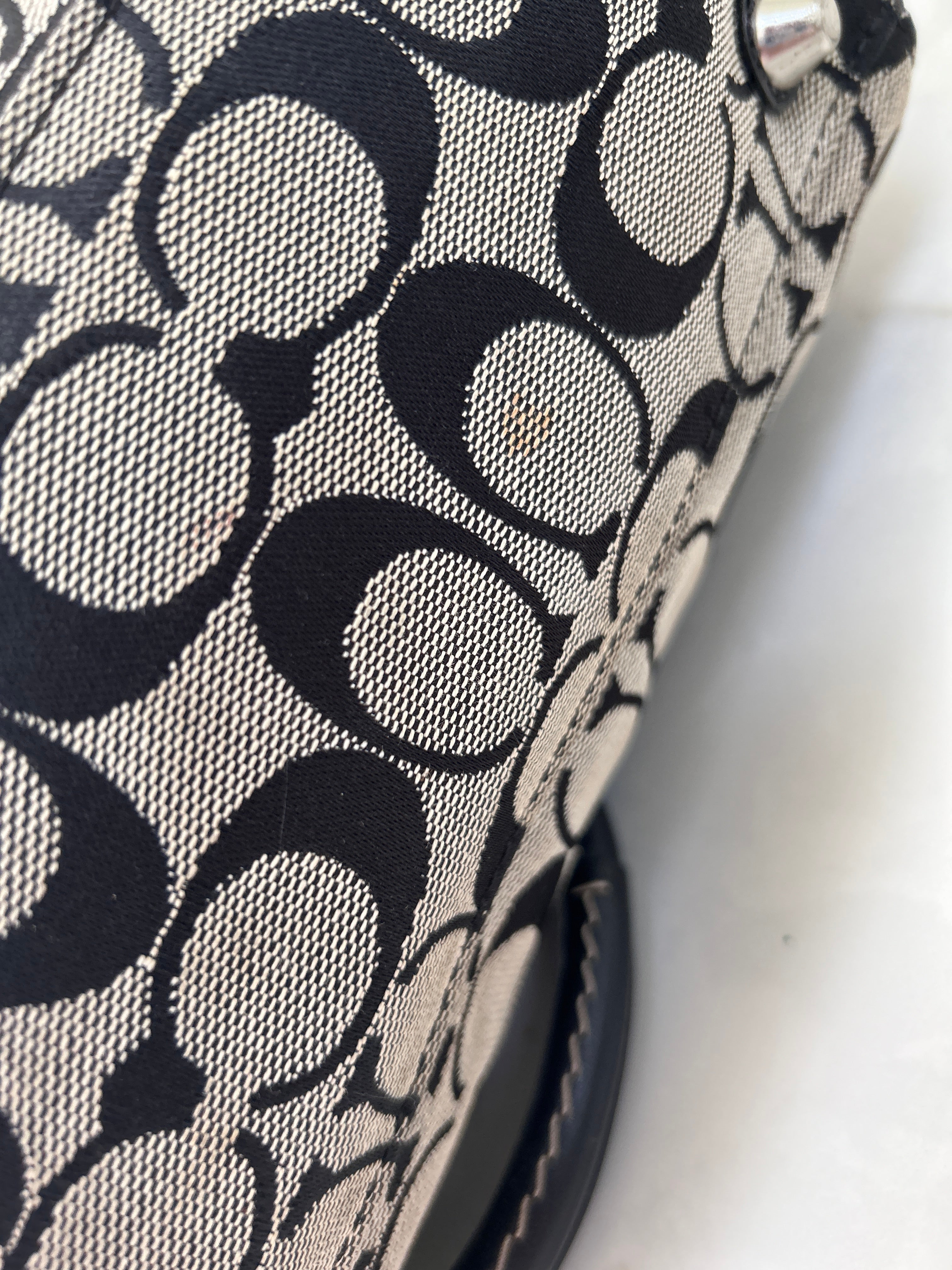 Vintage Coach black monogram Hampton shoulder bag