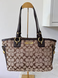 Vintage Coach brown monogram tote shoulder bag