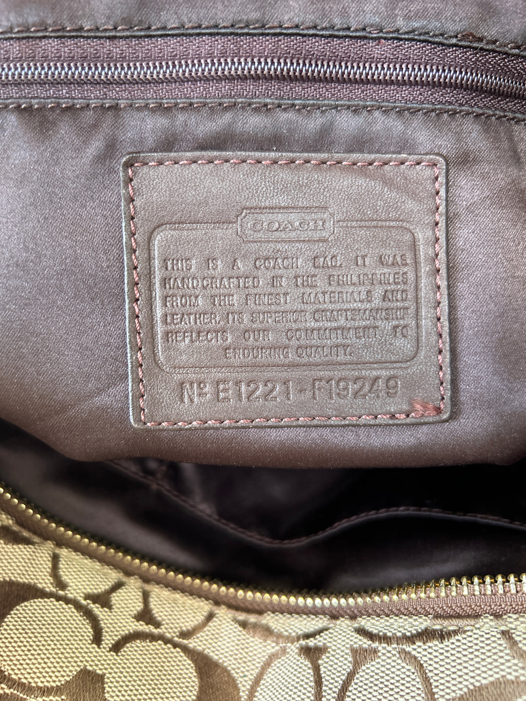 Vintage Coach brown monogram tote shoulder bag