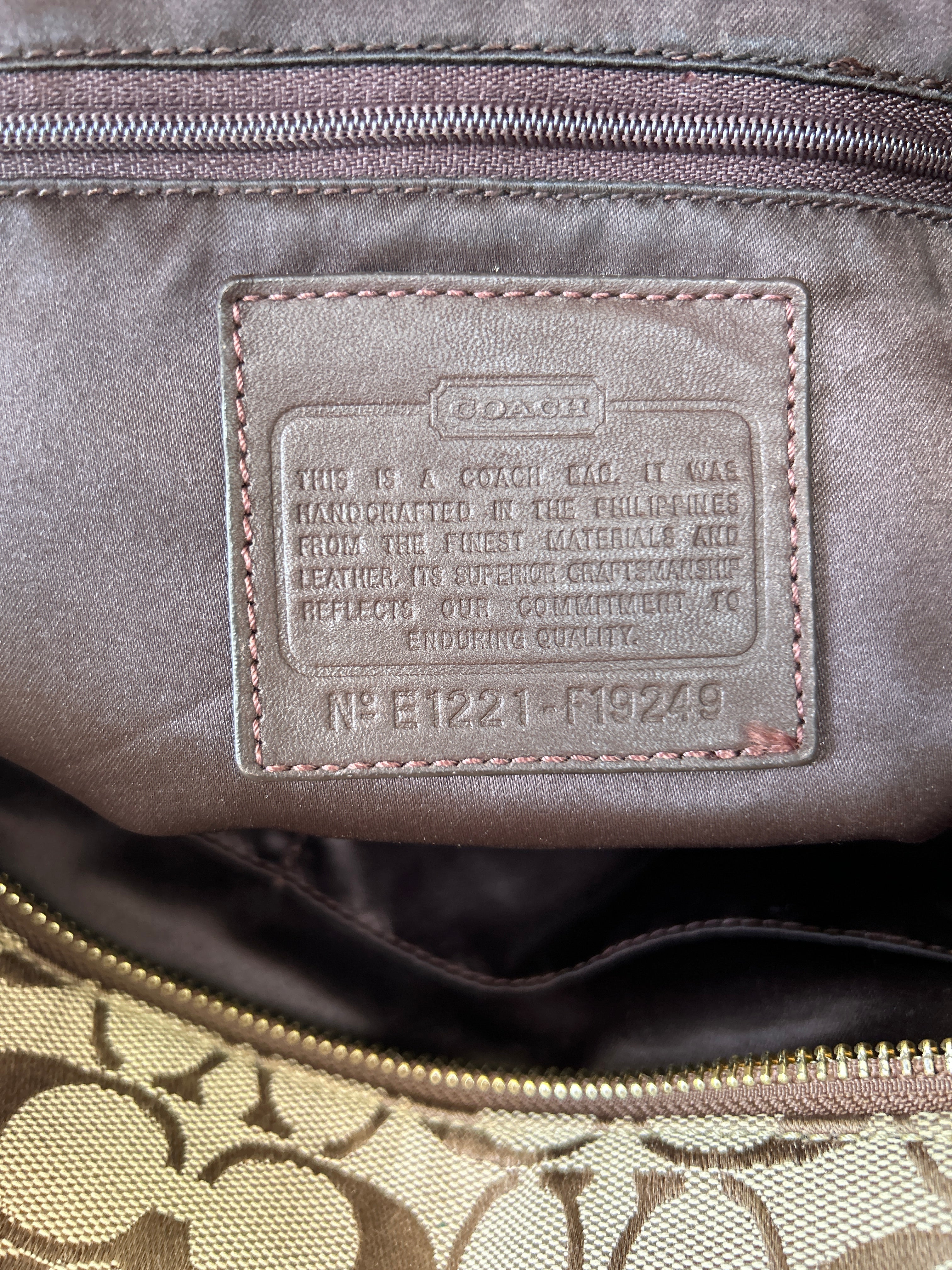 Vintage Coach brown monogram tote shoulder bag