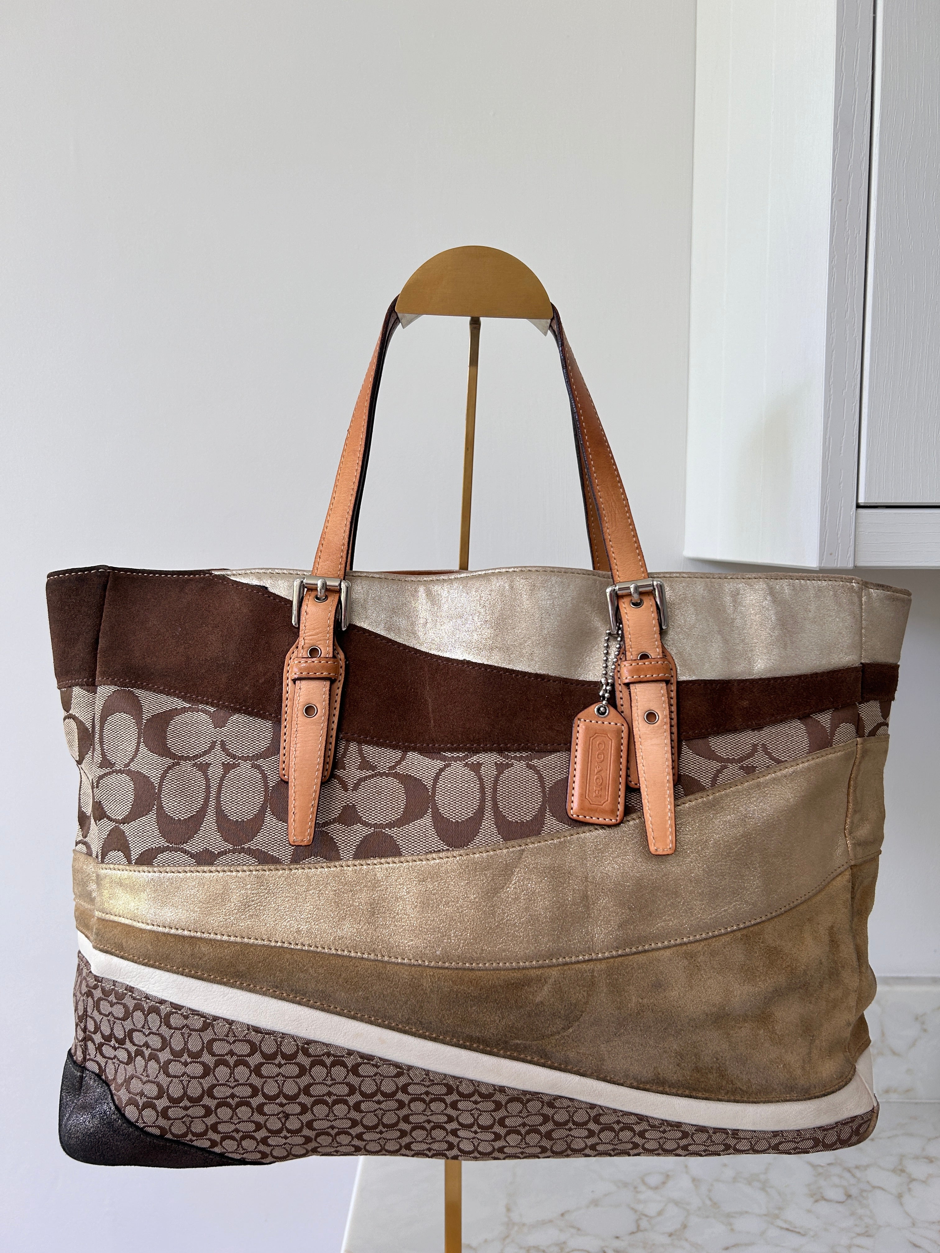 Vintage Coach patchwork tote bag
