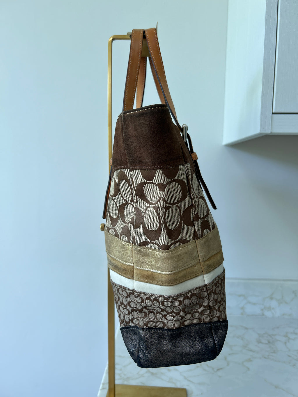 Vintage Coach patchwork tote bag