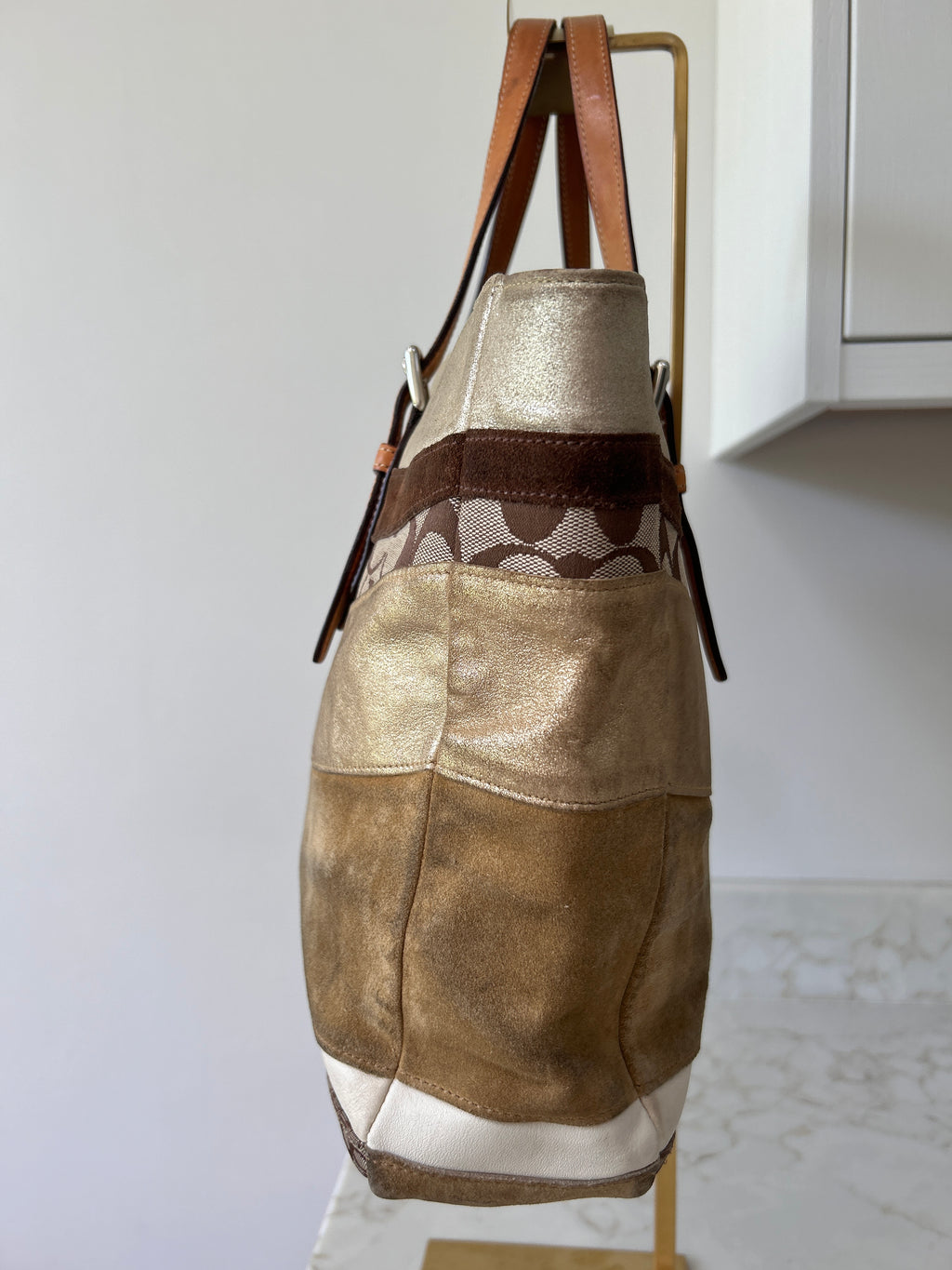 Vintage Coach patchwork tote bag