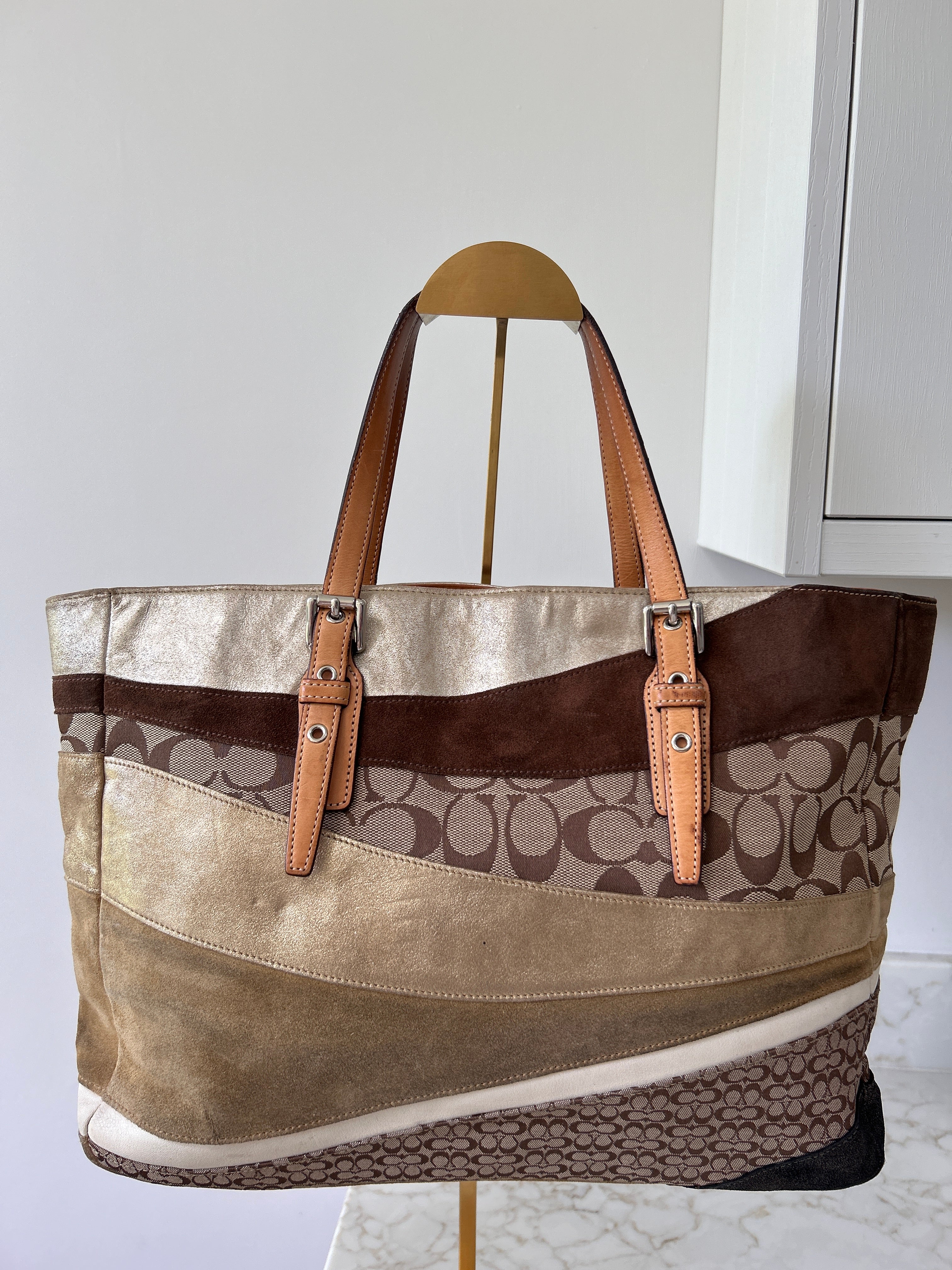 Vintage Coach patchwork tote bag