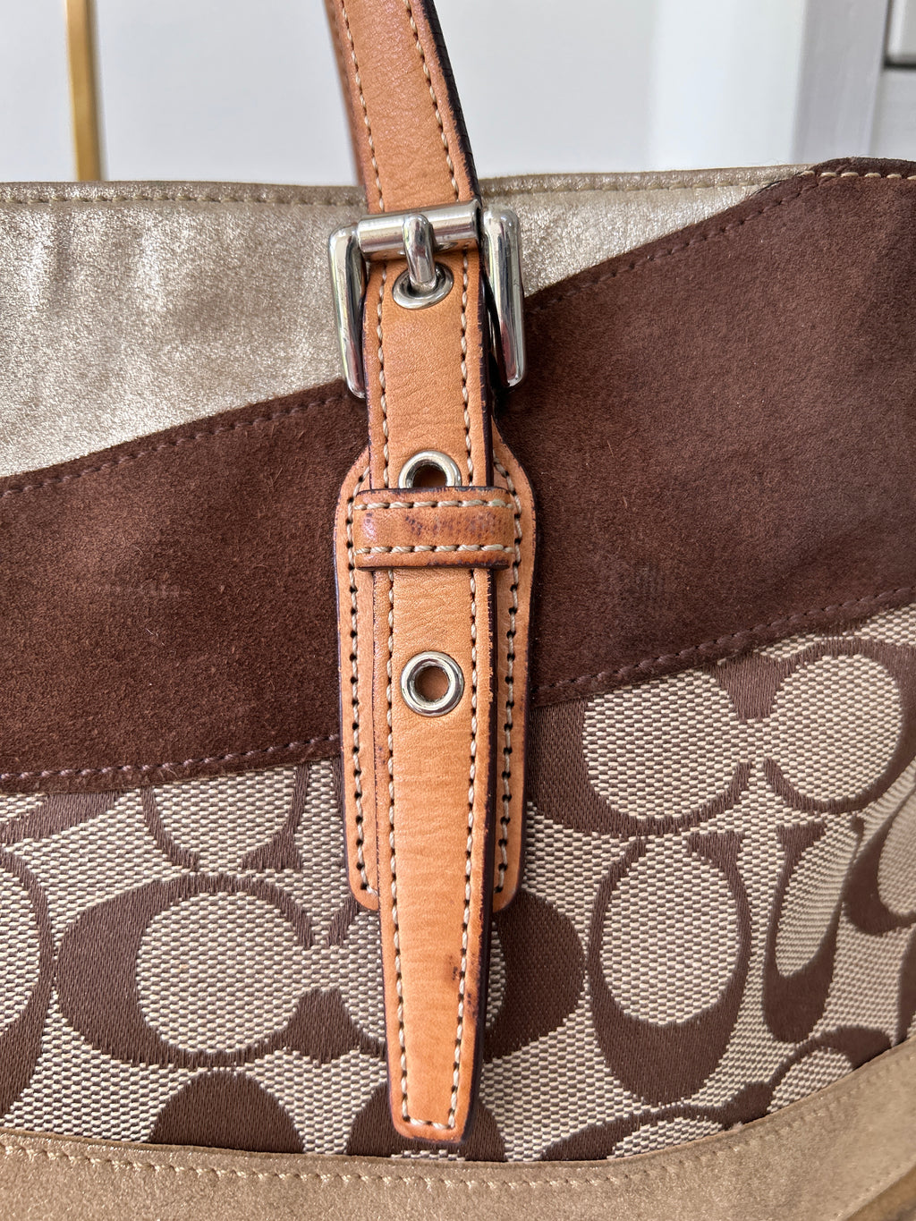 Vintage Coach patchwork tote bag