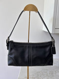 Vintage Coach black leather baguette shoulder bag
