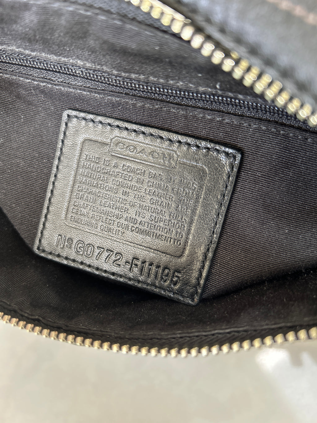 Vintage Coach black leather baguette shoulder bag