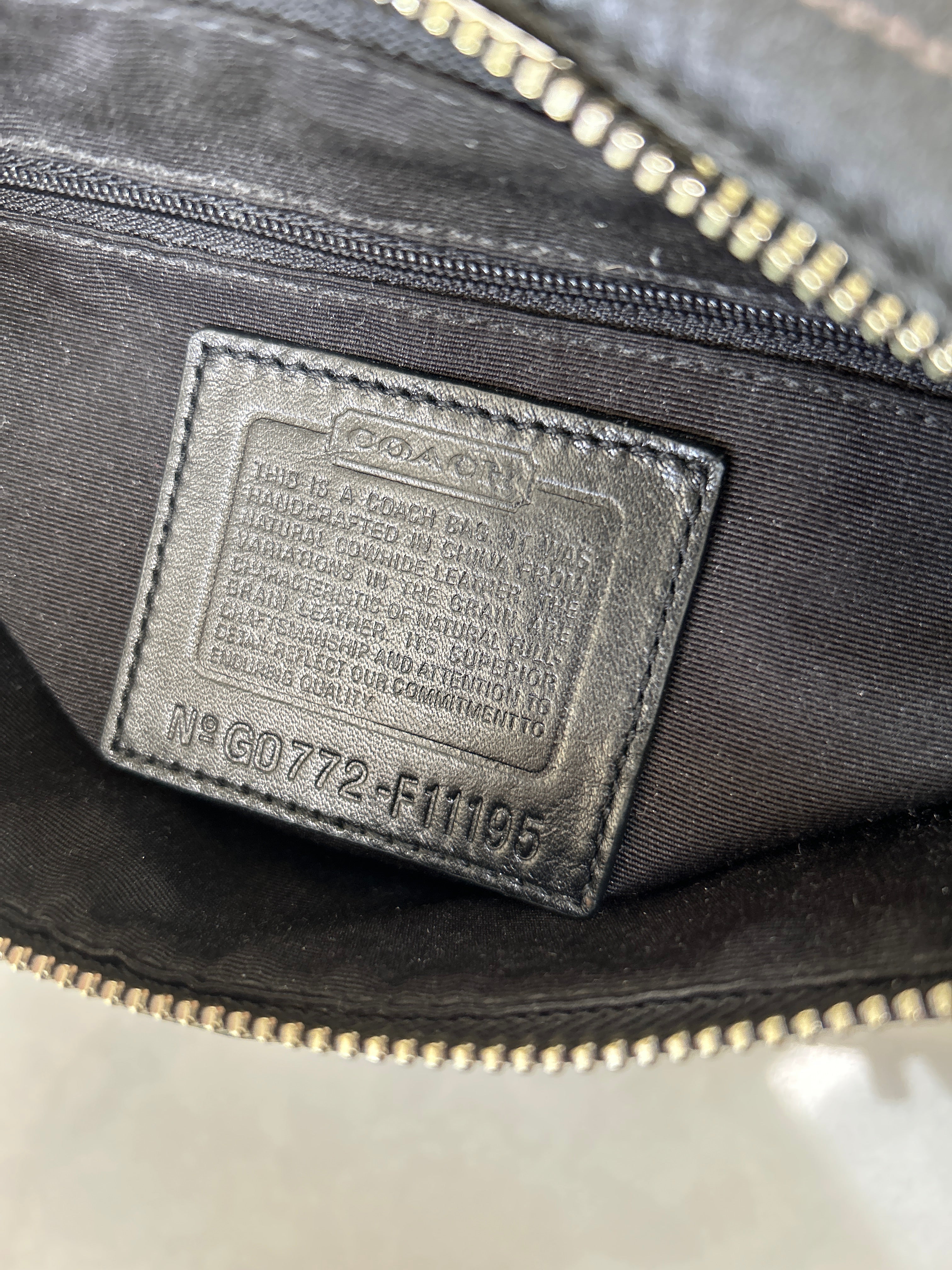 Vintage Coach black leather baguette shoulder bag