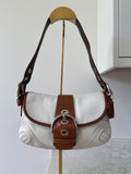Vintage Coach white and brown leather Soho shoulder bag