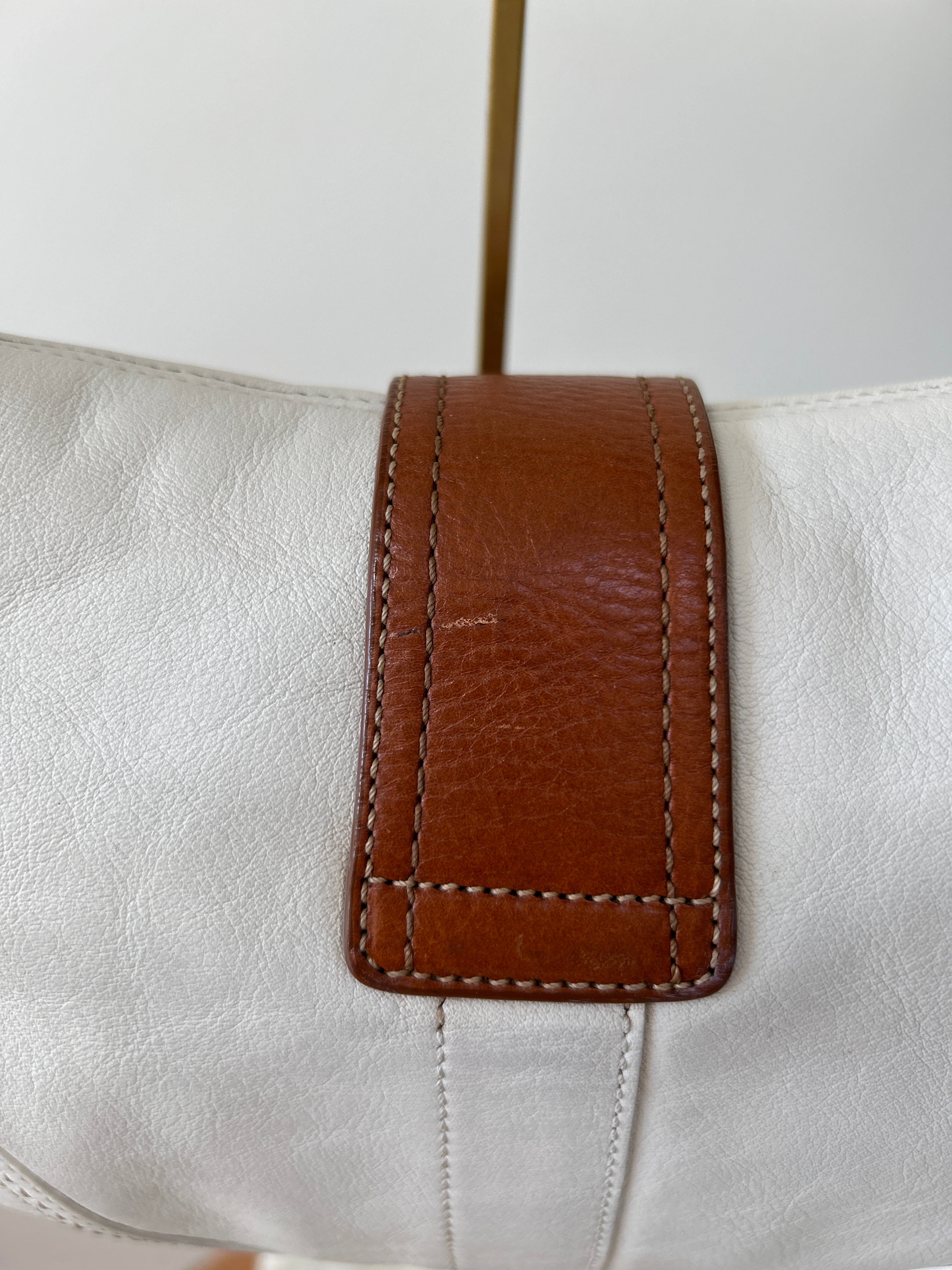 Vintage Coach white and brown leather Soho shoulder bag