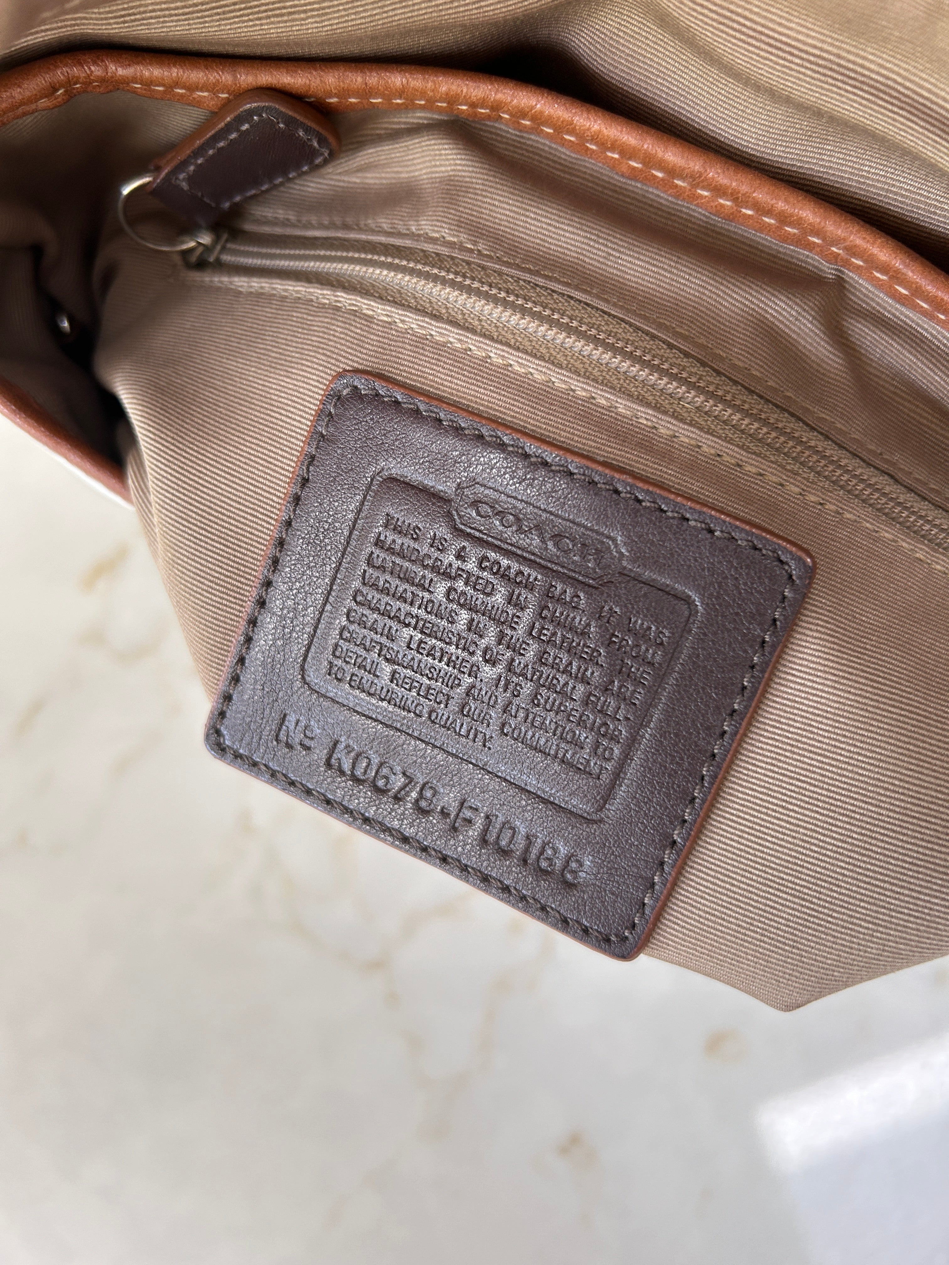 Vintage Coach white and brown leather Soho shoulder bag
