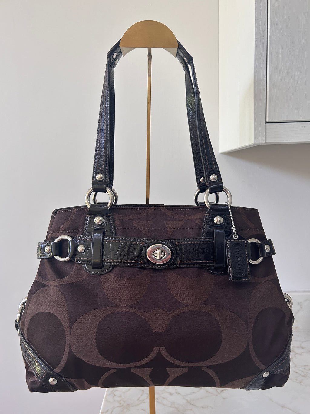 Vintage Coach Carly chocolate brown shoulder bag