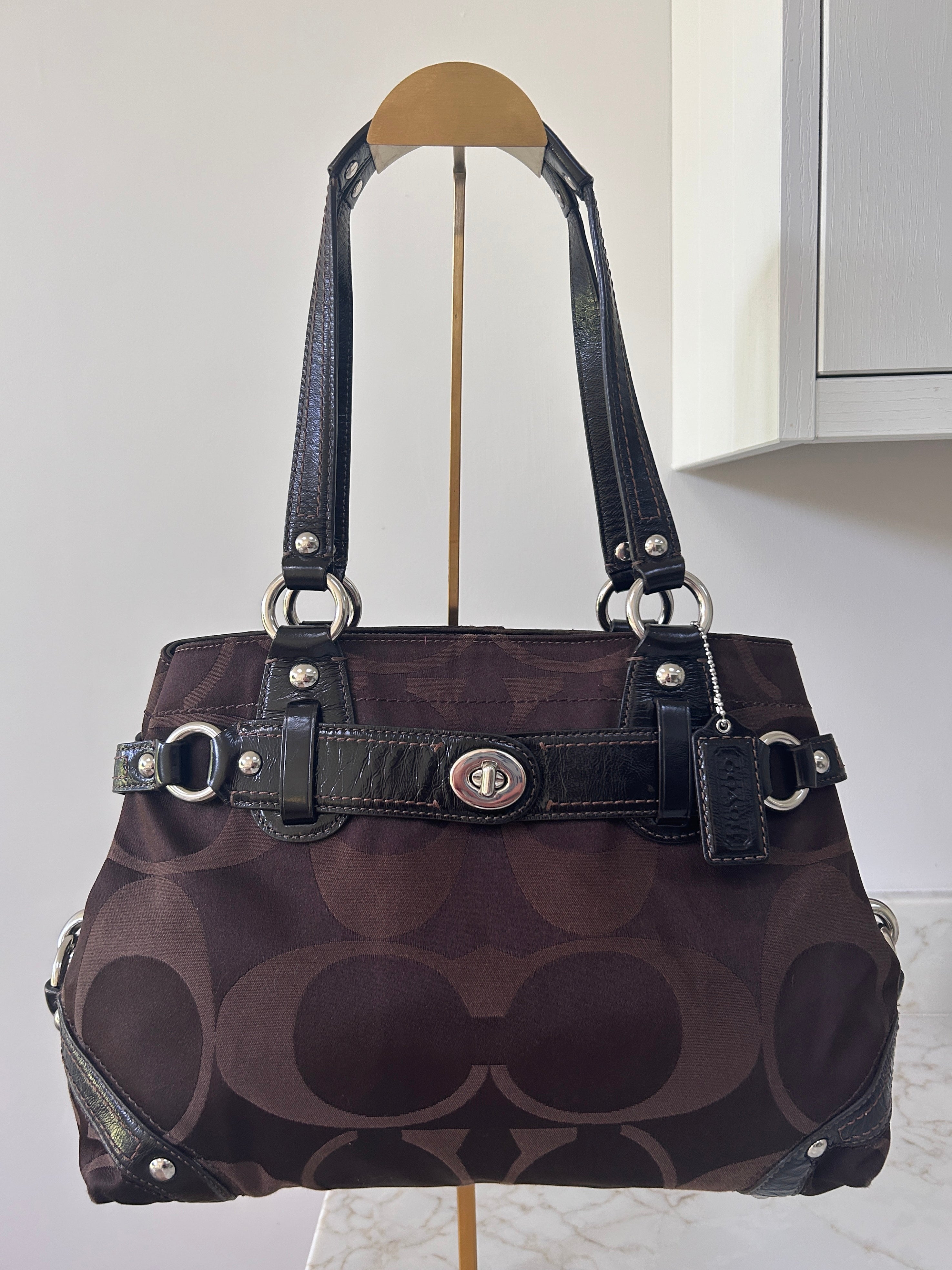 Vintage Coach Carly chocolate brown shoulder bag