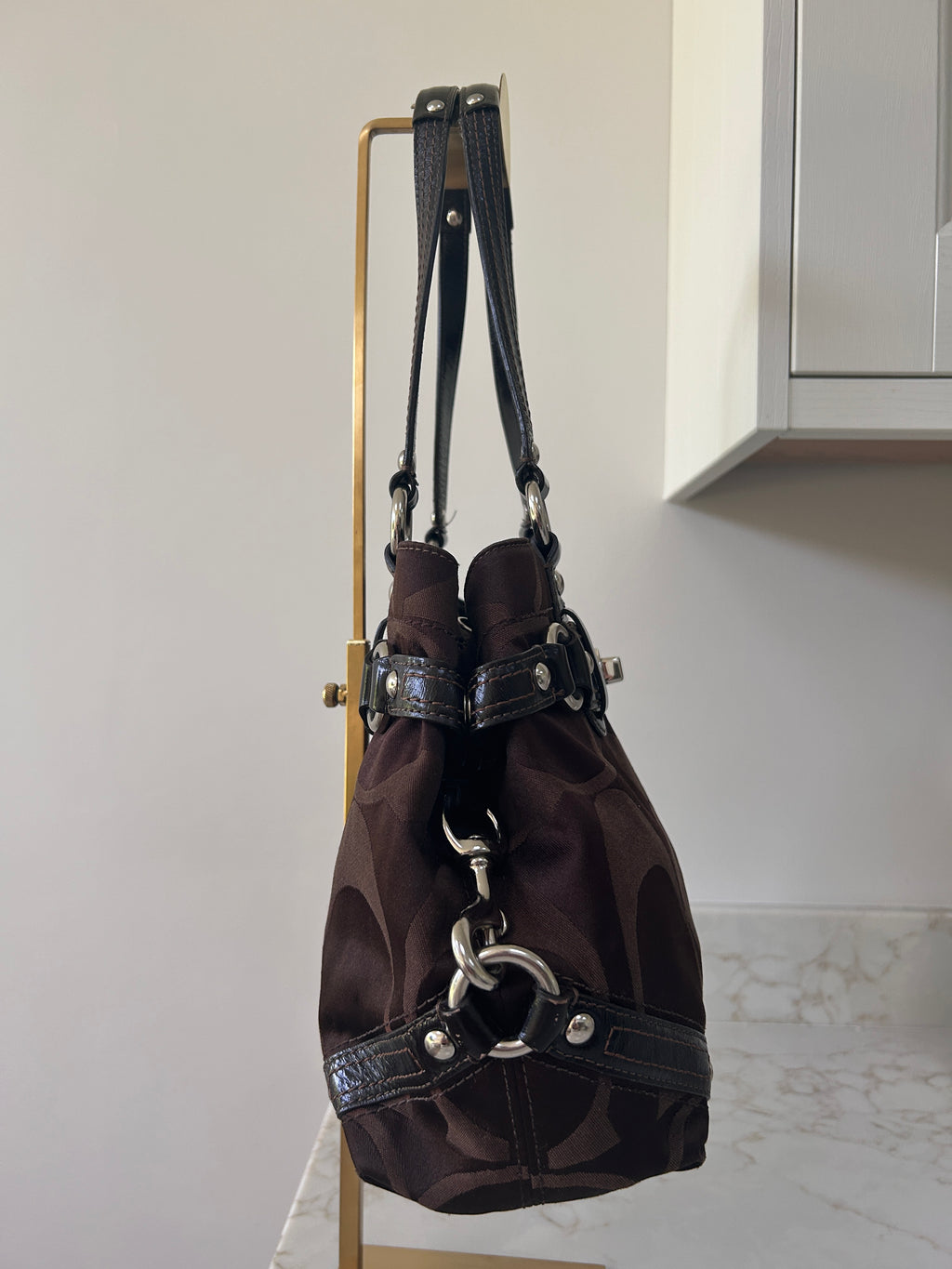 Vintage Coach Carly chocolate brown shoulder bag