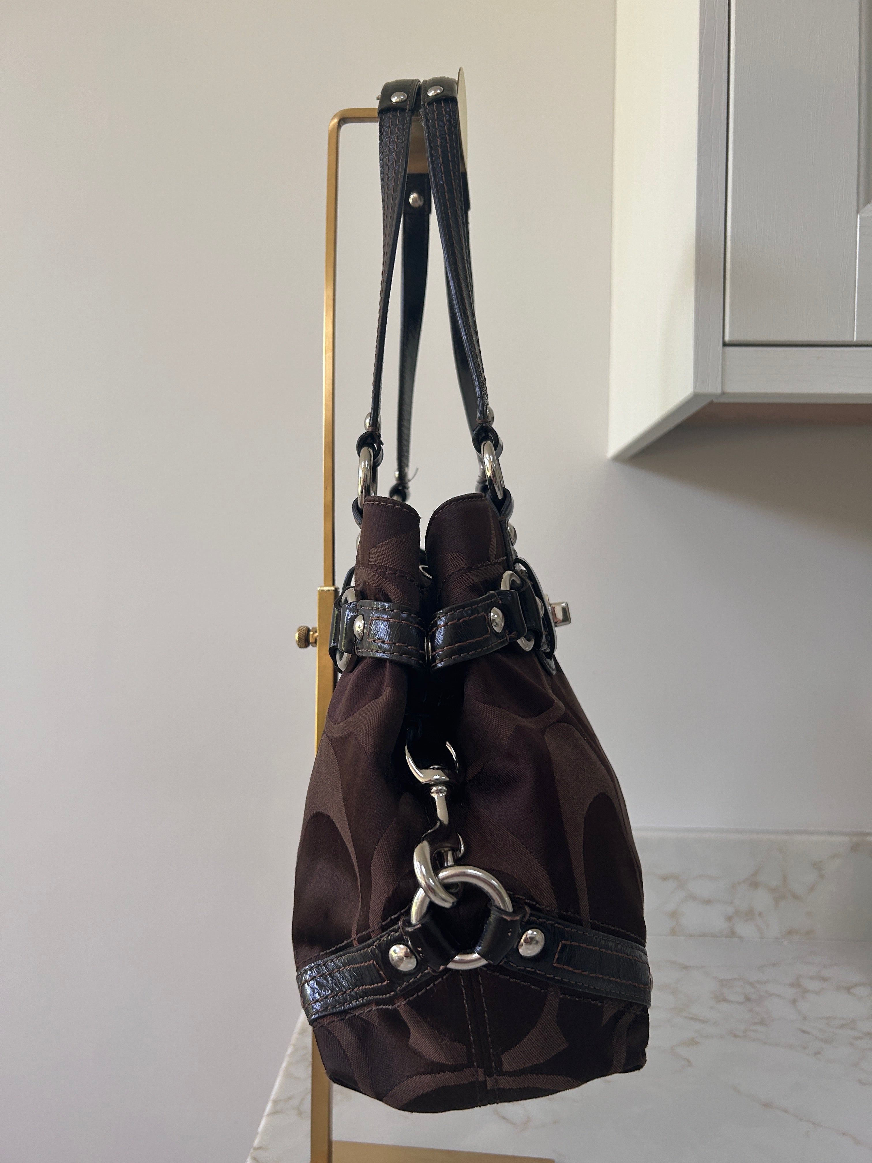 Vintage Coach Carly chocolate brown shoulder bag