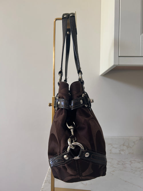 Vintage Coach Carly chocolate brown shoulder bag