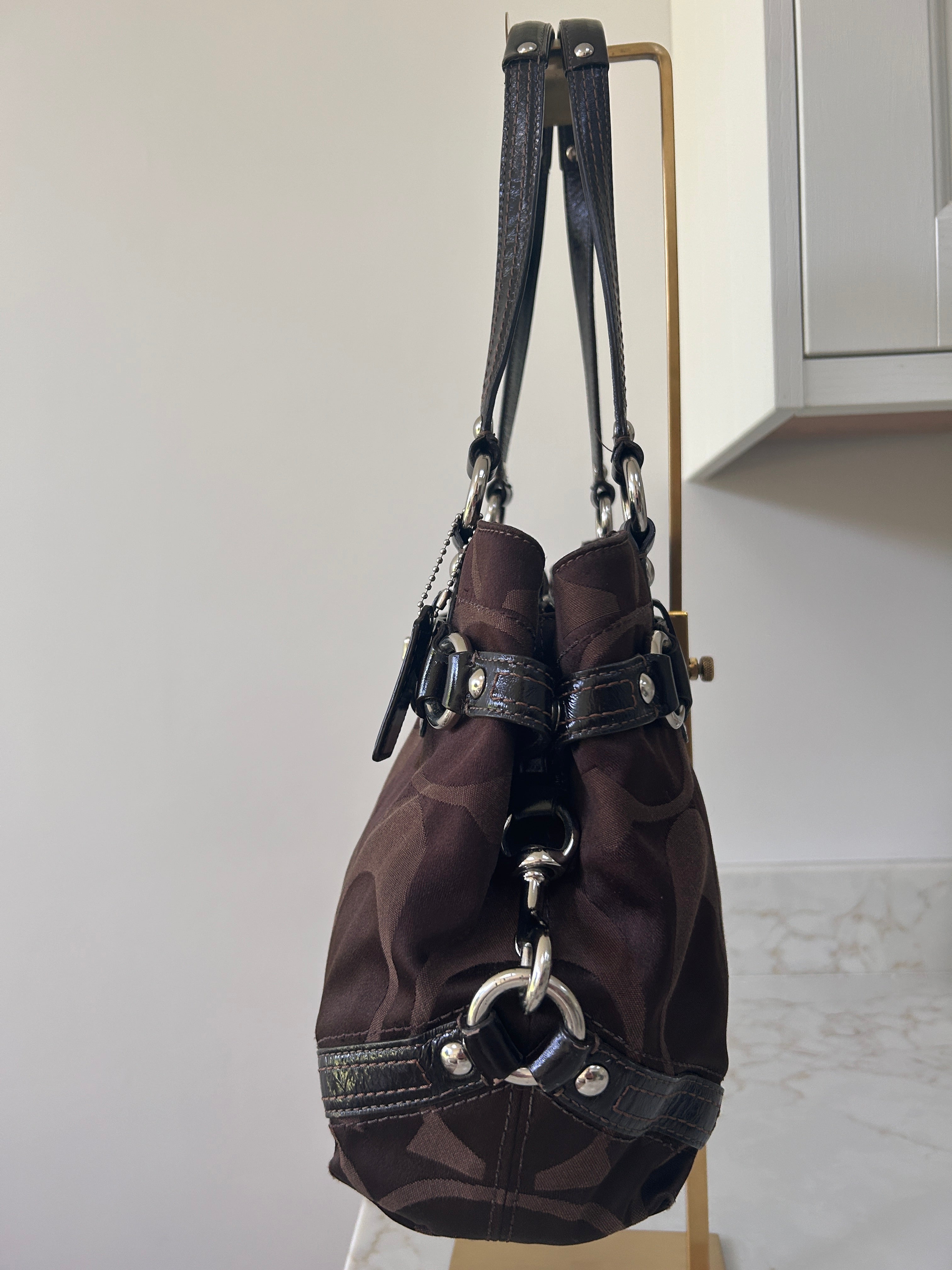 Vintage Coach Carly chocolate brown shoulder bag